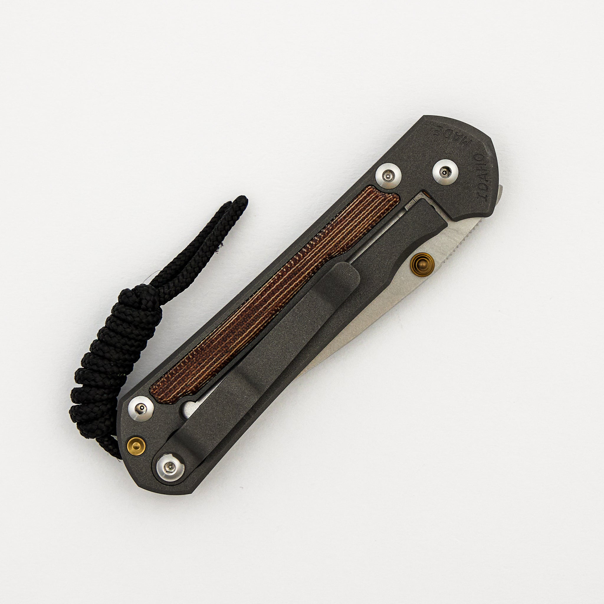 Small Sebenza 31 - Natural Canvas Micarta Inlay - Drop Point CPM MagnaCut Blade - Gold Double Thumb Lugs