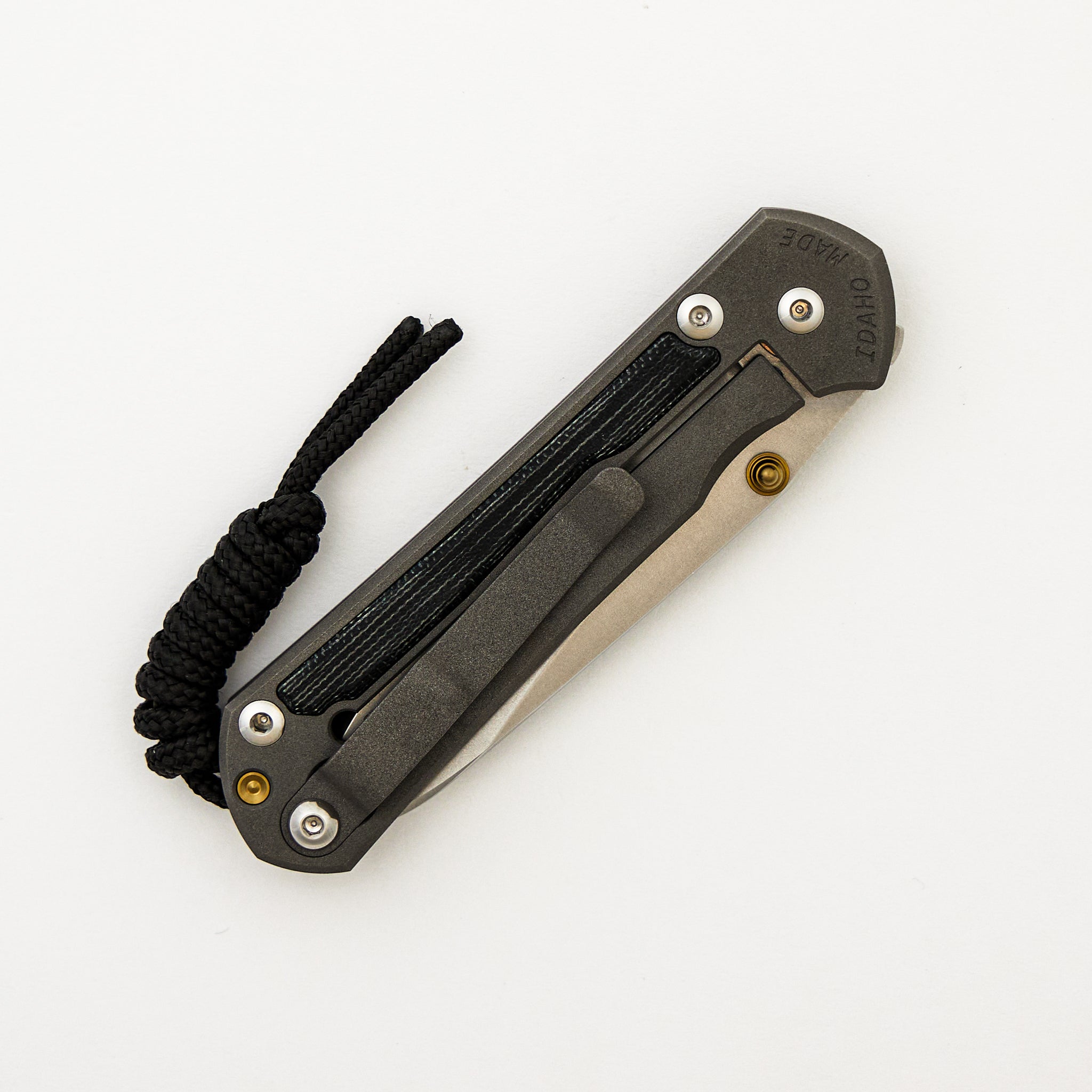Small Sebenza 31 - Black Canvas Micarta Inlays - Insingo CPM MagnaCut Blade - Gold Double Thumb Lugs