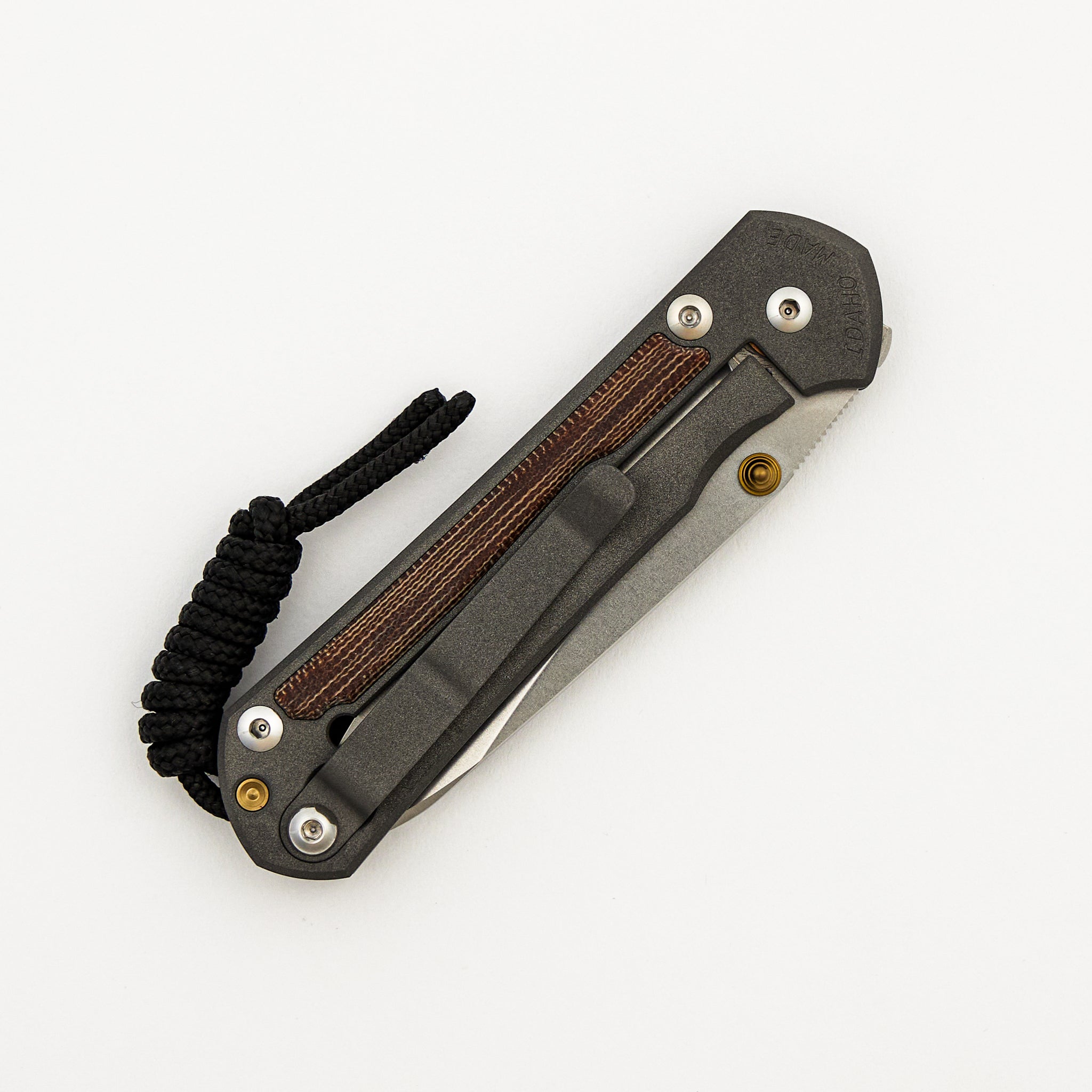 Small Sebenza 31 - Natural Canvas Micarta Inlays - Insingo CPM MagnaCut Blade - Gold Double Thumb Lugs