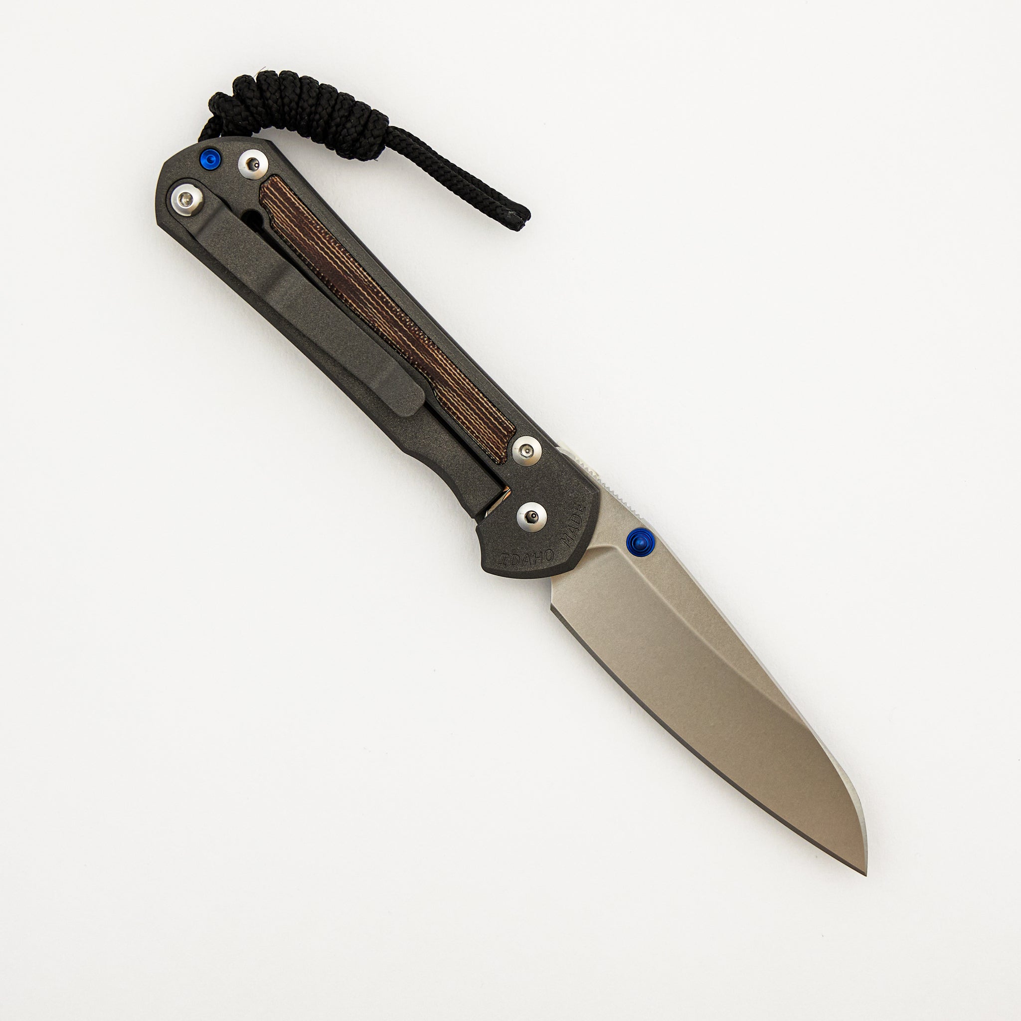Small Sebenza 31 - Natural Canvas Micarta Inlays - Insingo CPM MagnaCut Blade - Blue Double Thumb Lugs