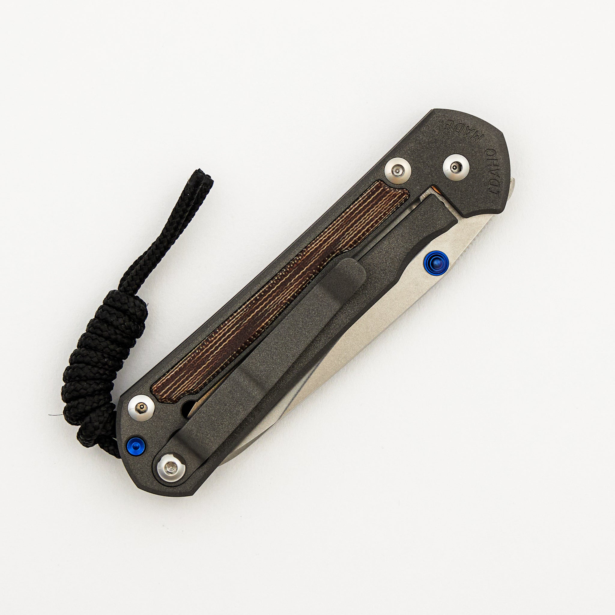 Small Sebenza 31 - Natural Canvas Micarta Inlays - Insingo CPM MagnaCut Blade - Blue Double Thumb Lugs