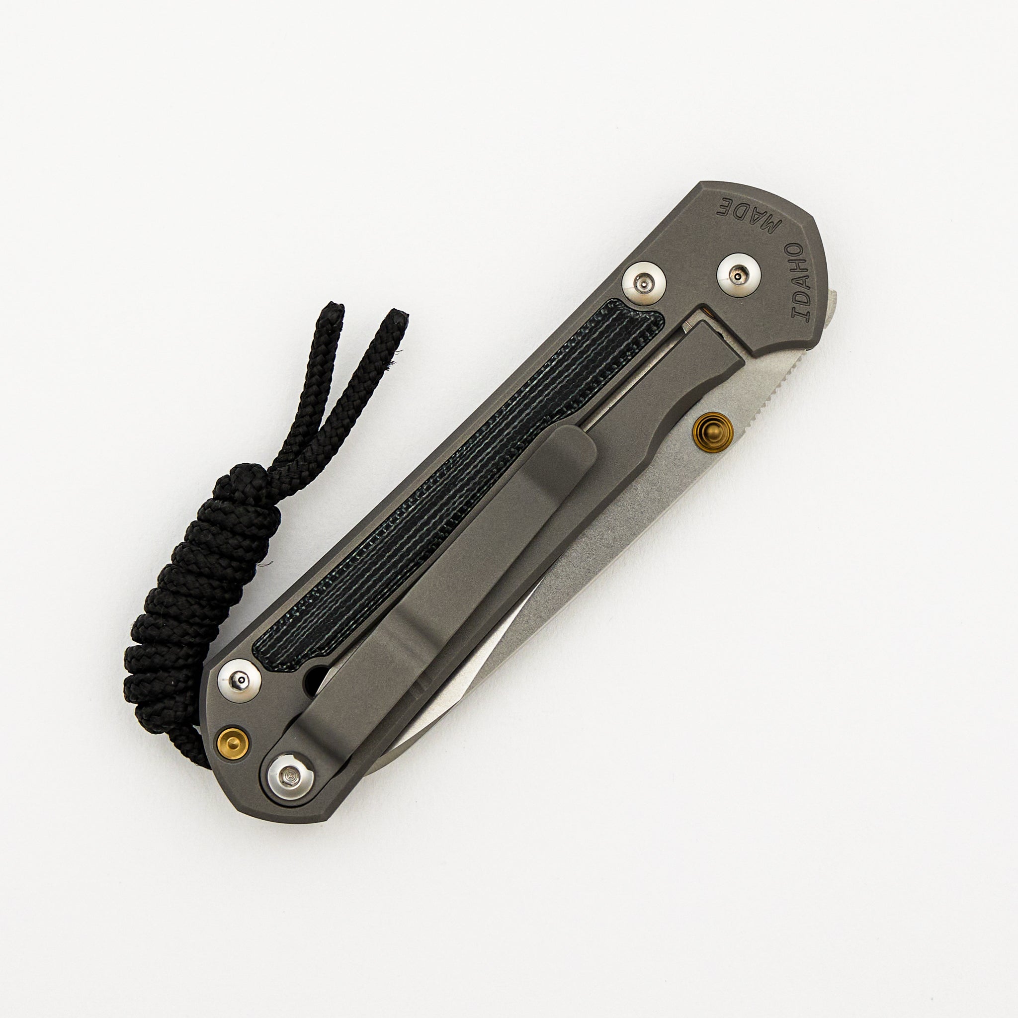 Small Sebenza 31 - Black Canvas Micarta Inlays - Insingo CPM MagnaCut Blade - Glass Blasted - Gold Double Thumb Lugs