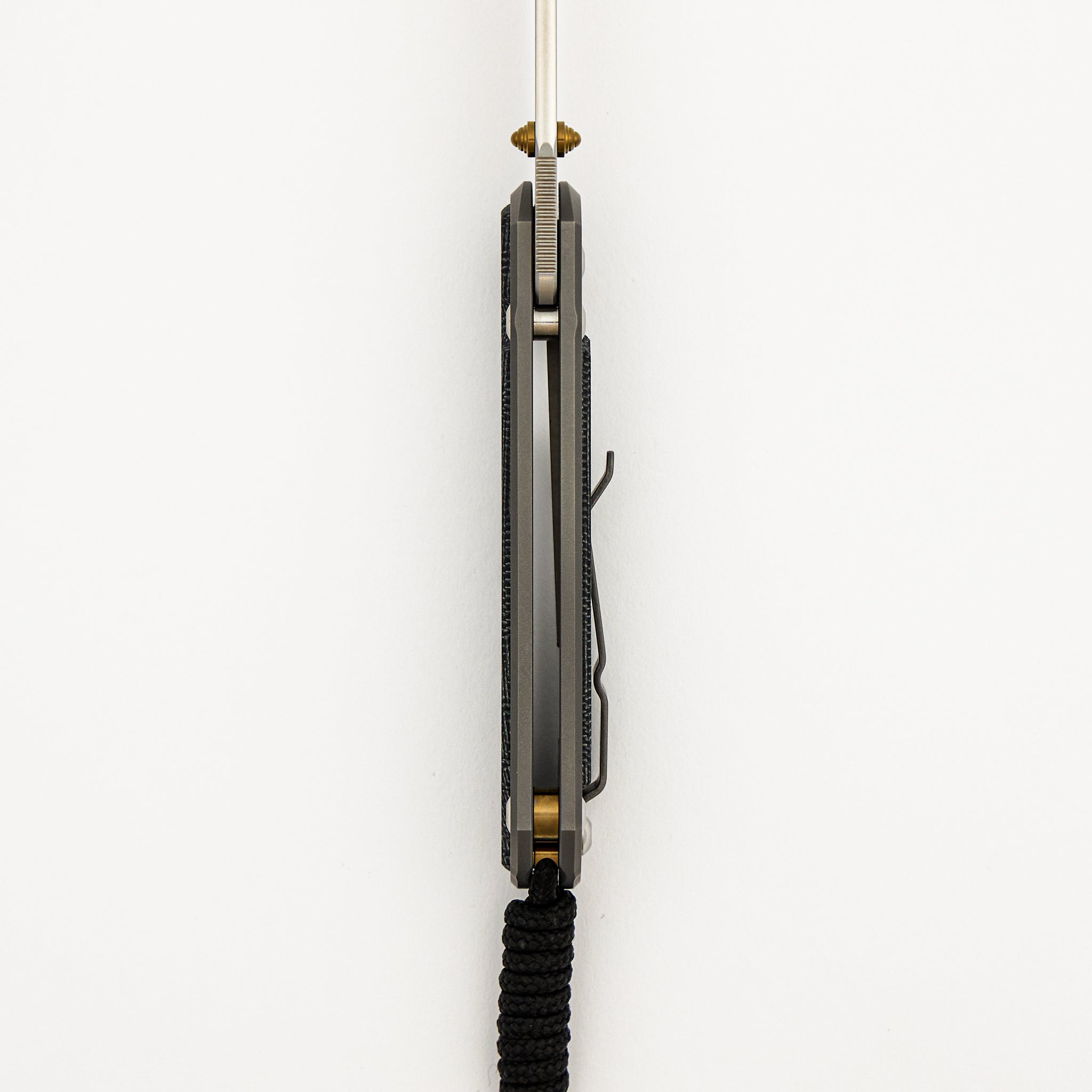 Small Sebenza 31 - Black Canvas Micarta Inlays - Insingo CPM MagnaCut Blade - Glass Blasted - Gold Double Thumb Lugs