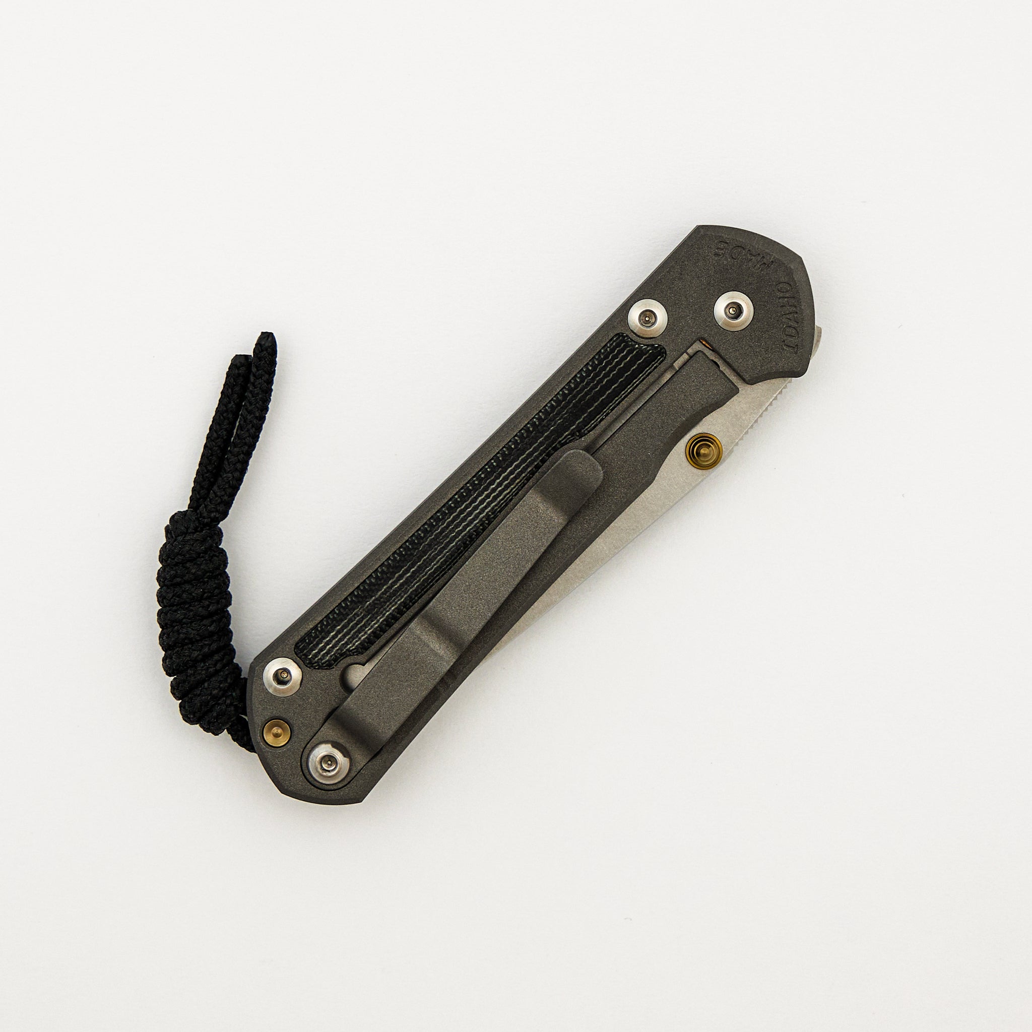 Small Sebenza 31 - Black Canvas Micarta Inlay - Tanto CPM MagnaCut Blade - Gold Double Thumb Lugs