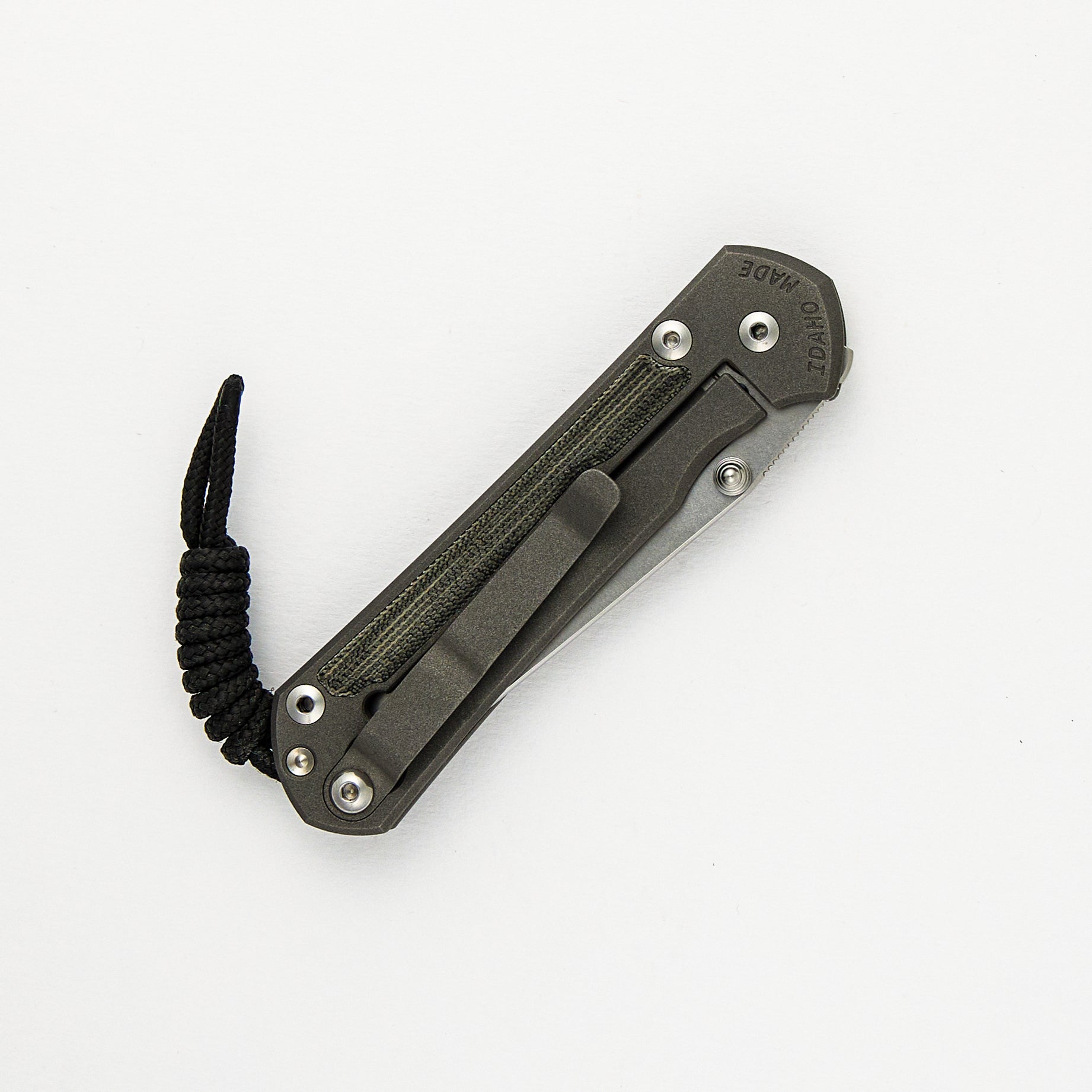 CHRIS REEVE SMALL SEBENZA 31 BLACK CANVAS MICARTA INLAY – CPM MAGNACUT TANTO BLADE – SILVER DOUBLE THUMB LUGS