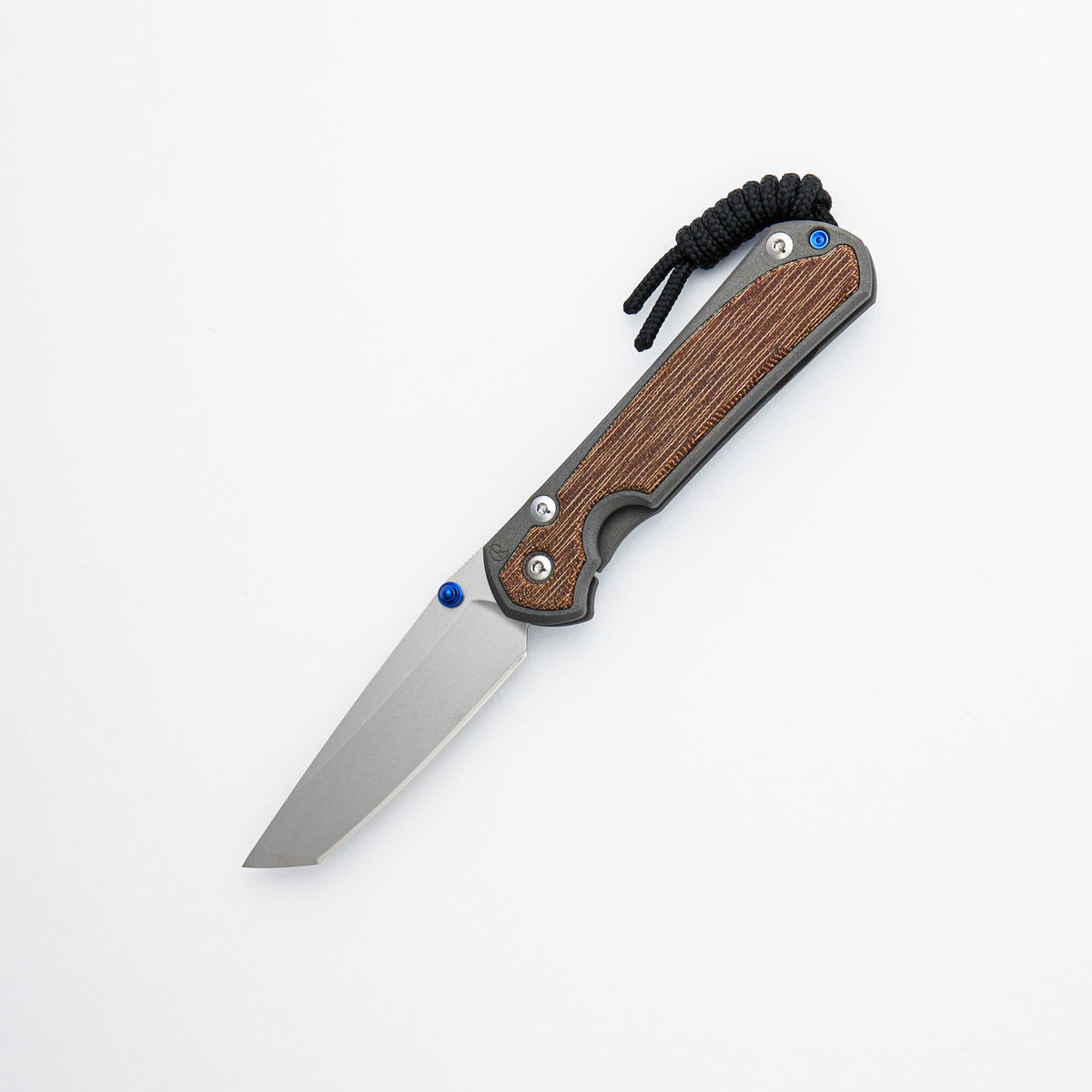 Small Sebenza 31 - Natural Canvas Micarta Inlay - Tanto CPM MagnaCut Blade - Blue Double Thumb Lugs