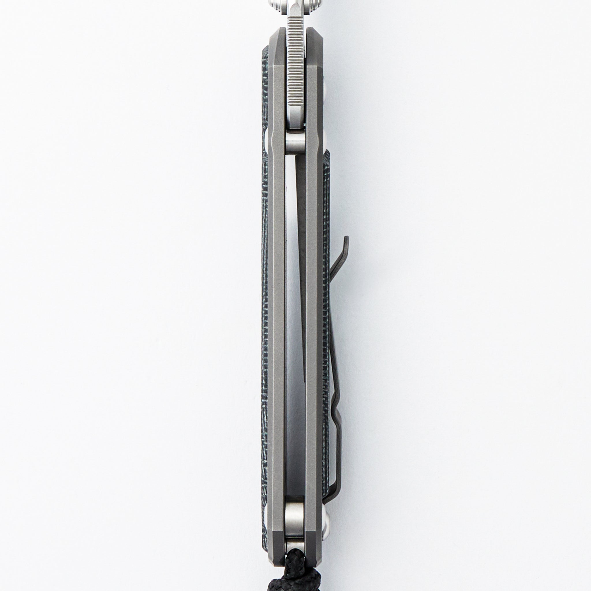 Small Sebenza 31 - Black Canvas Micarta Inlay - Tanto CPM MagnaCut Blade - Glass Blasted - Silver Double Thumb Lugs