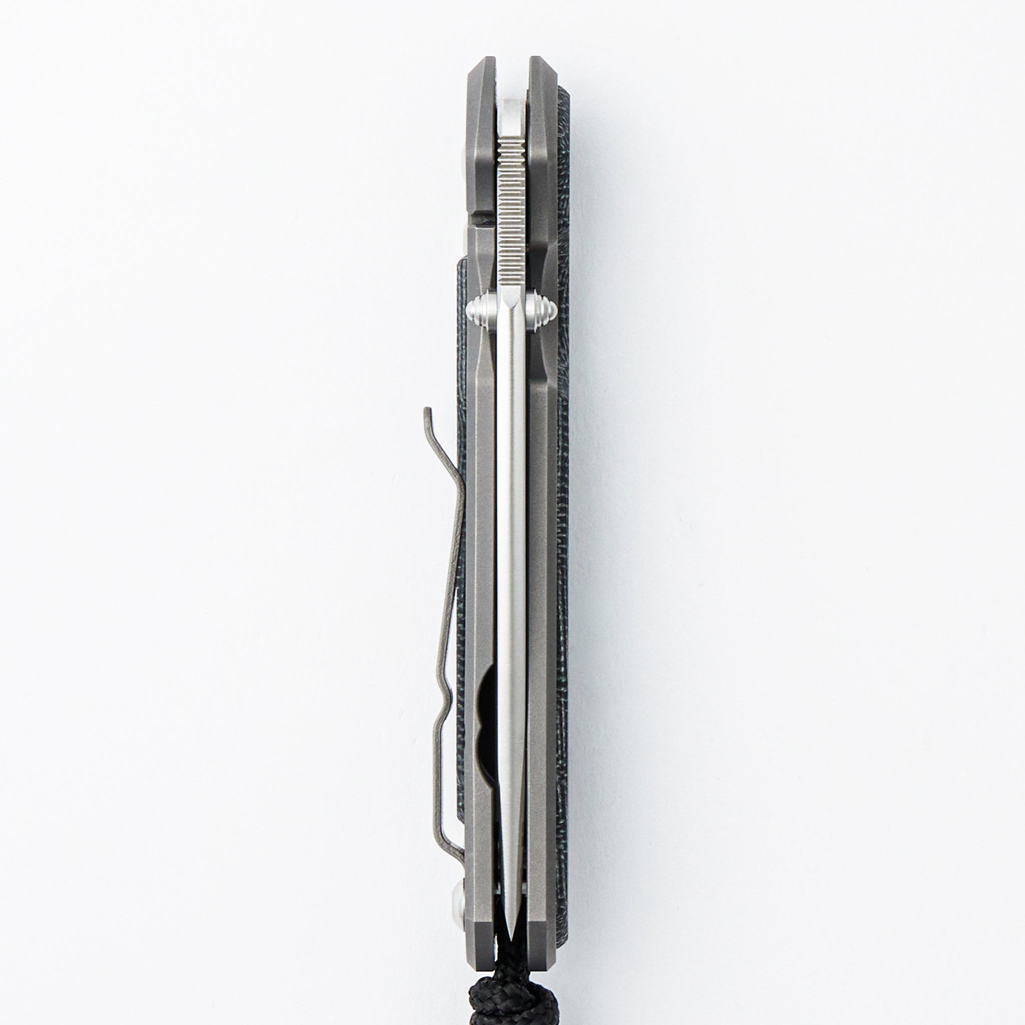 Small Sebenza 31 - Black Canvas Micarta Inlay - Tanto CPM MagnaCut Blade - Glass Blasted - Silver Double Thumb Lugs