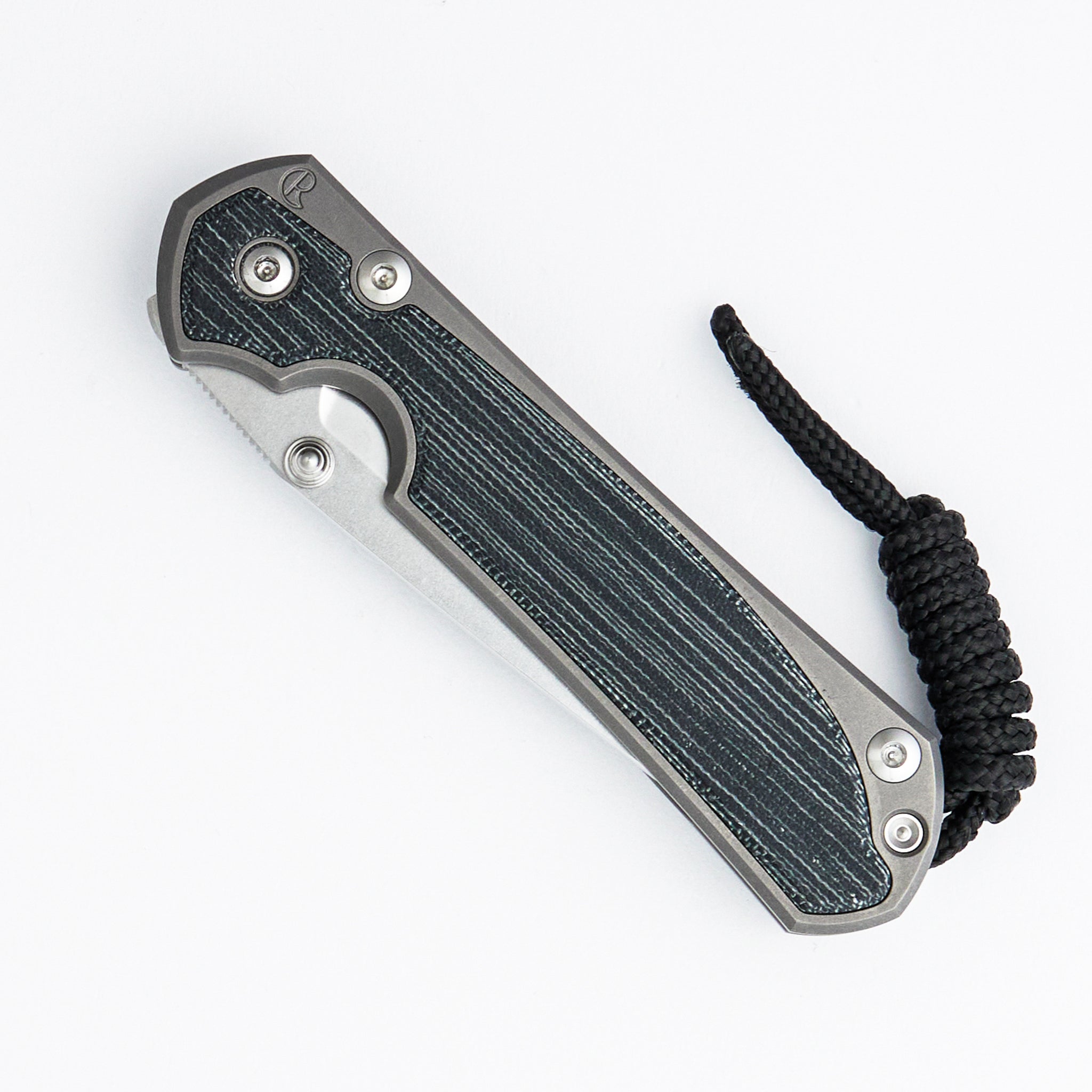 Small Sebenza 31 - Black Canvas Micarta Inlay - Tanto CPM MagnaCut Blade - Glass Blasted - Silver Double Thumb Lugs