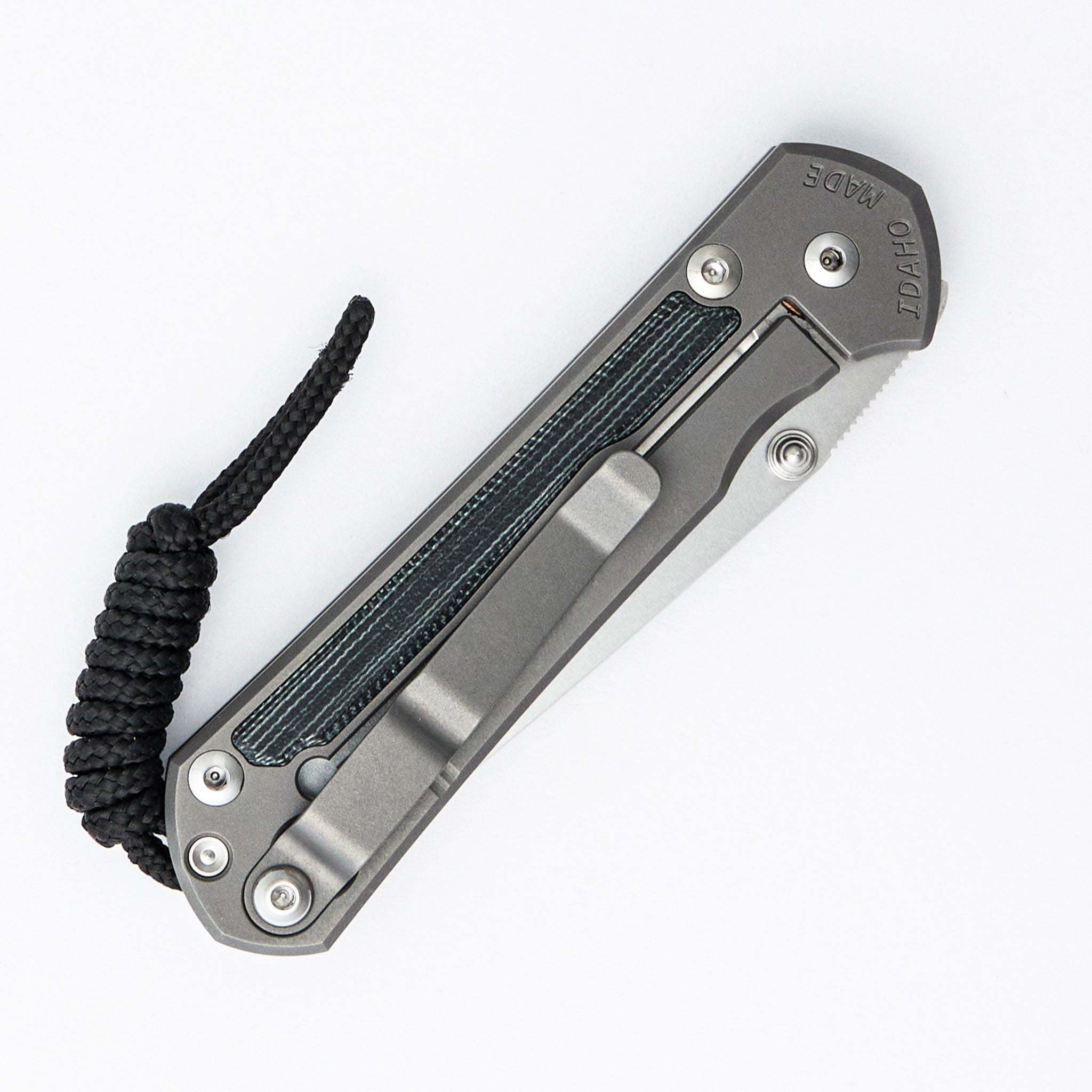 Small Sebenza 31 - Black Canvas Micarta Inlay - Tanto CPM MagnaCut Blade - Glass Blasted - Silver Double Thumb Lugs