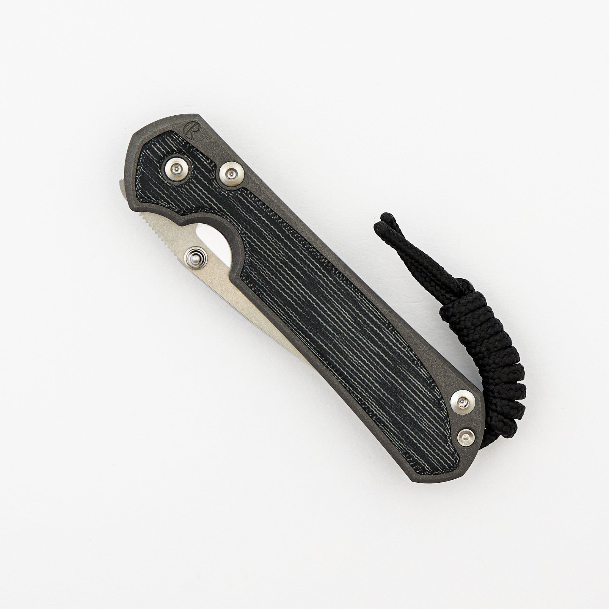 Small Sebenza 31 - Black Canvas Micarta Inlay - Polished Drop Point CPM MagnaCut Blade - Silver Double Thumb Lugs