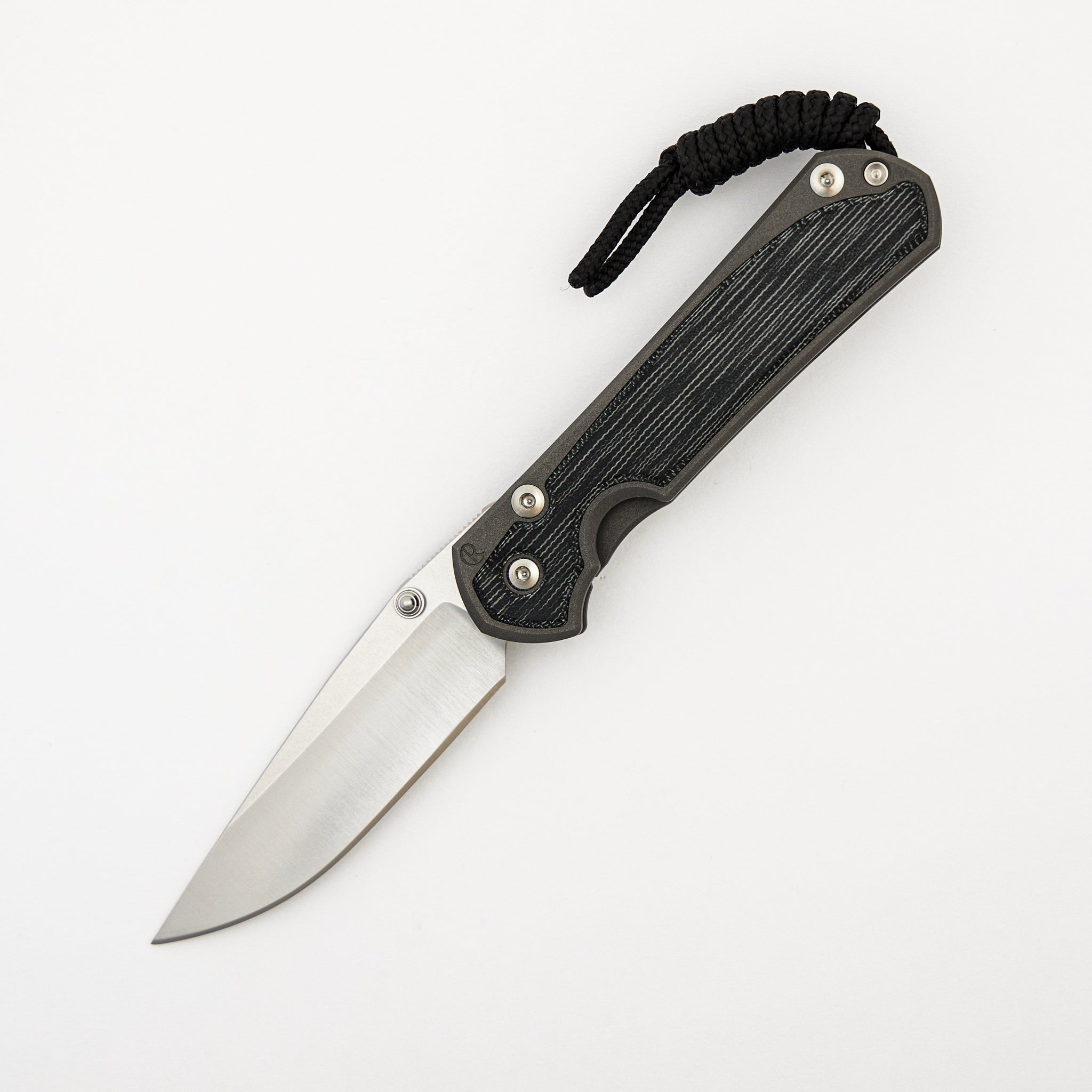 Small Sebenza 31 - Black Canvas Micarta Inlay - Polished Drop Point CPM MagnaCut Blade - Silver Double Thumb Lugs