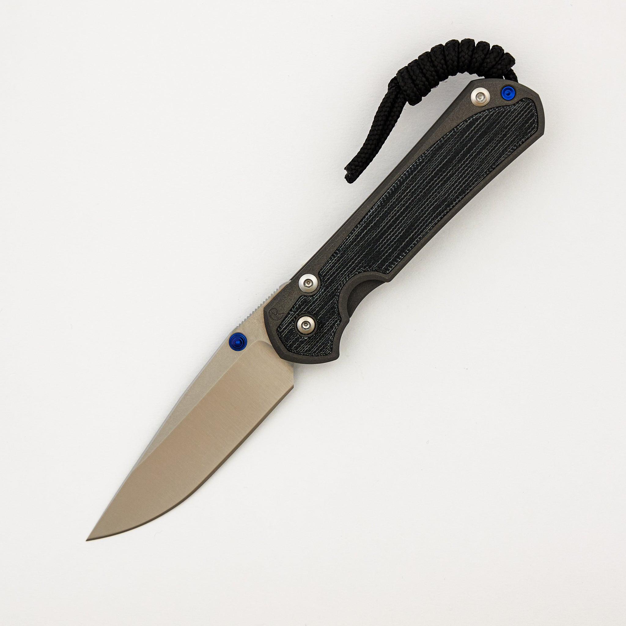Small Sebenza 31 - Black Canvas Micarta Inlay - Polished CPM MagnaCut Blade – Blue Double Thumb Lugs