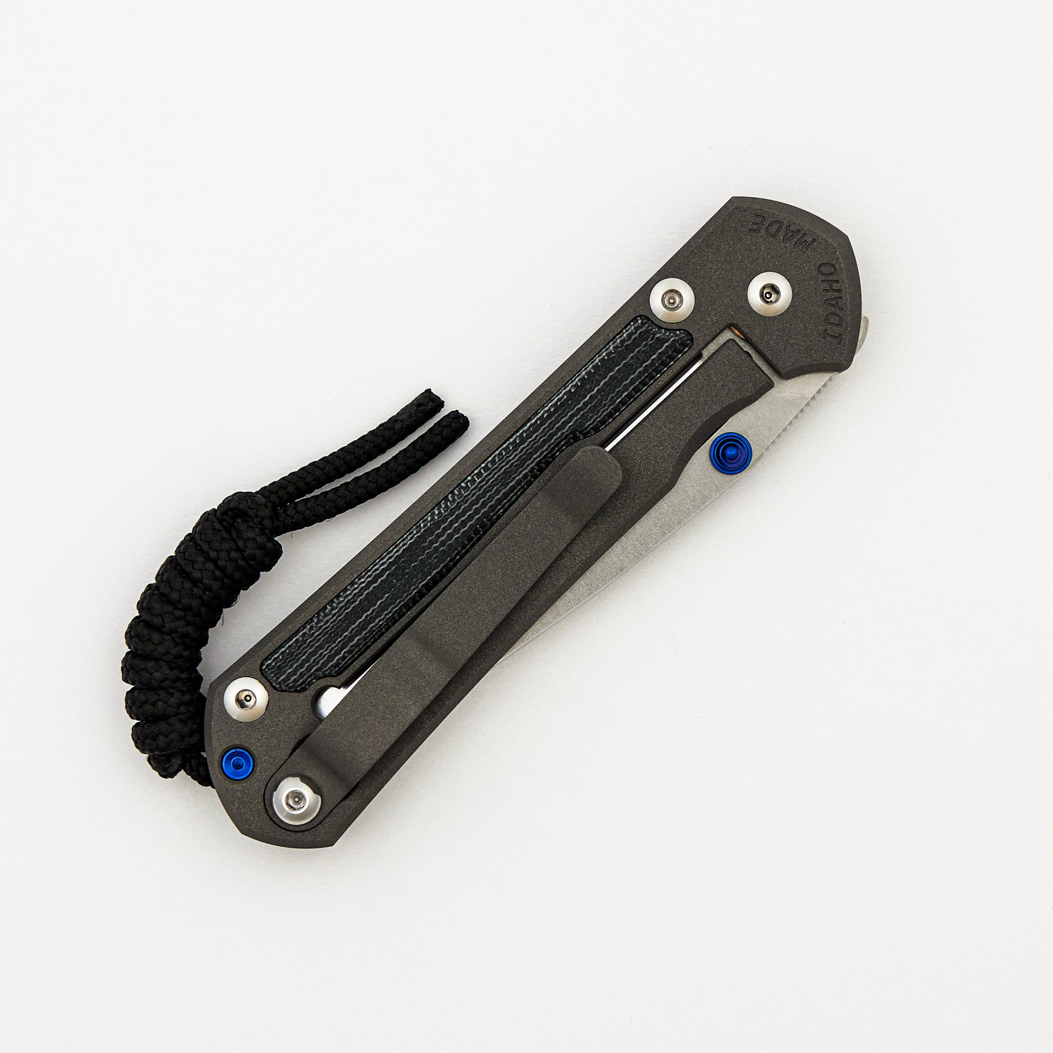 Small Sebenza 31 - Black Canvas Micarta Inlay - Polished CPM MagnaCut Blade – Blue Double Thumb Lugs