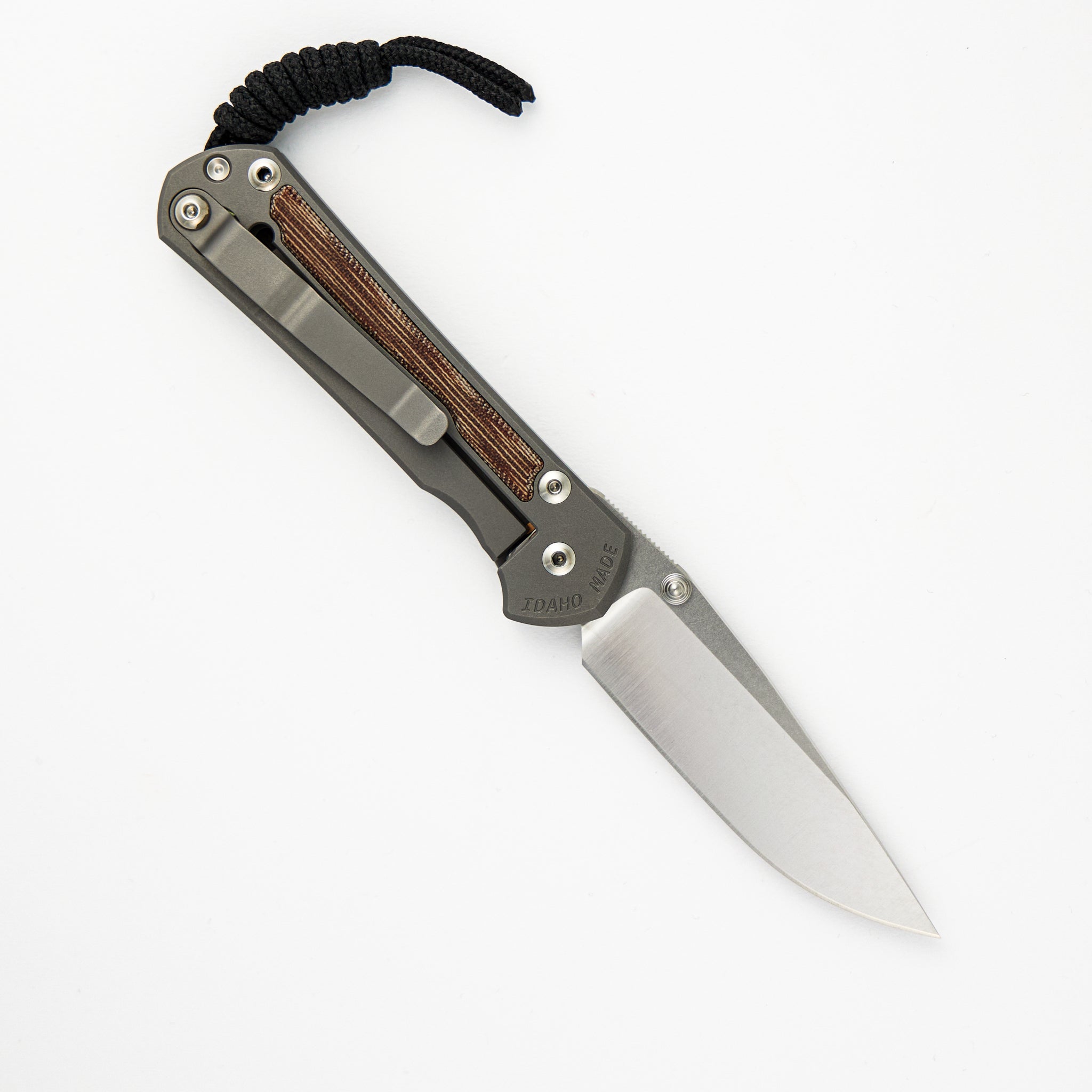 CHRIS REEVE SMALL SEBENZA 31 NATURAL CANVAS MICARTA INLAY – POLISHED CPM MAGNACUT BLADE – GLASS BLASTED – SILVER DOUBLE THUMB LUGS