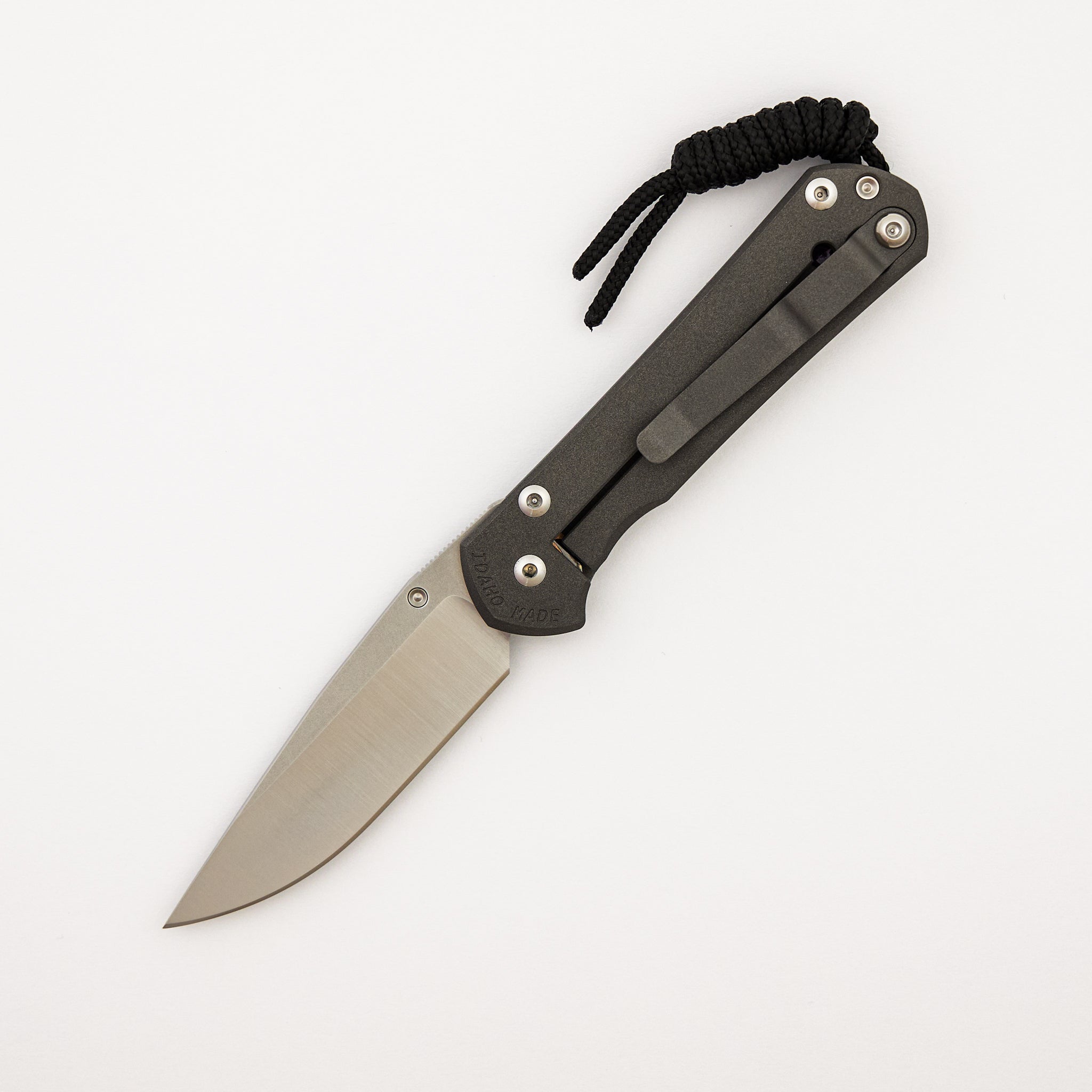Small Sebenza 31 - Unique Graphic Left Handed - Drop Point CPM MagnaCut Blade - Amethyst - Silver Single Thumb Lug