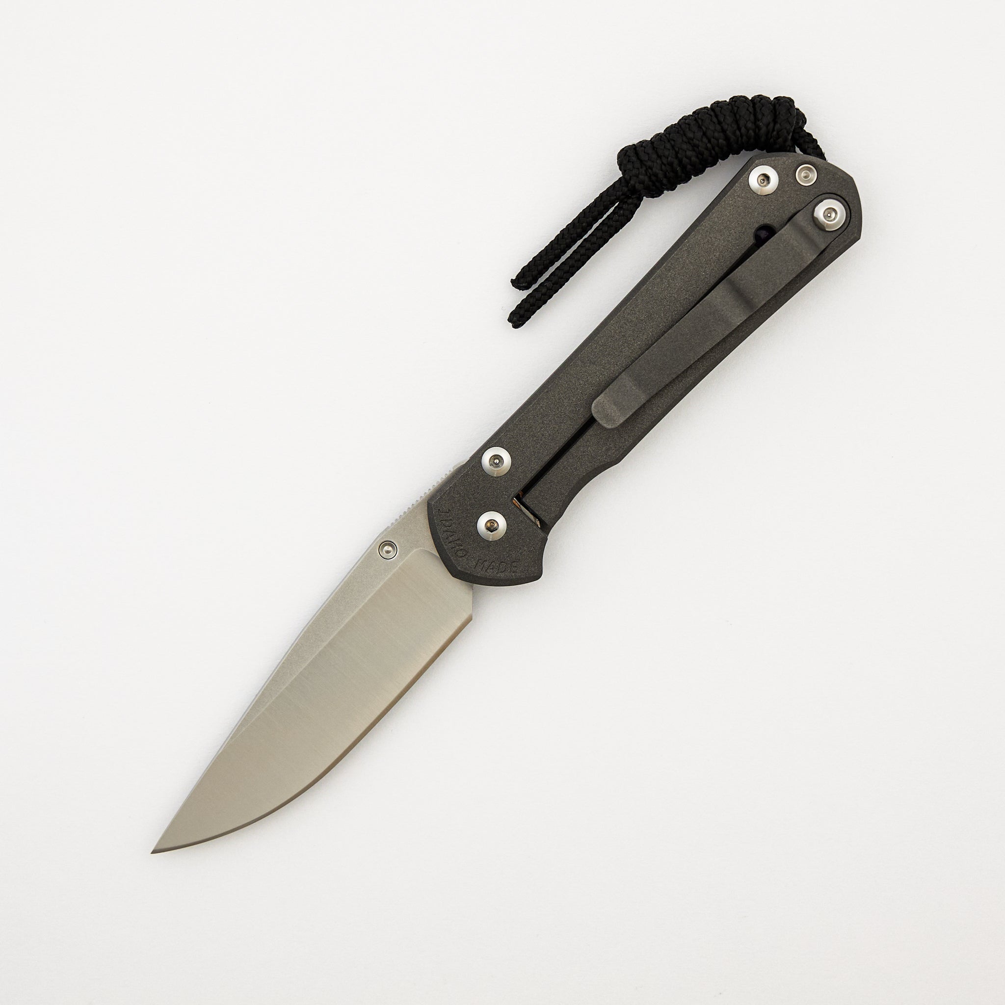 Small Sebenza 31 - Unique Graphic Left Handed - Drop Point CPM MagnaCut Blade - Amethyst - Silver Single Thumb Lug