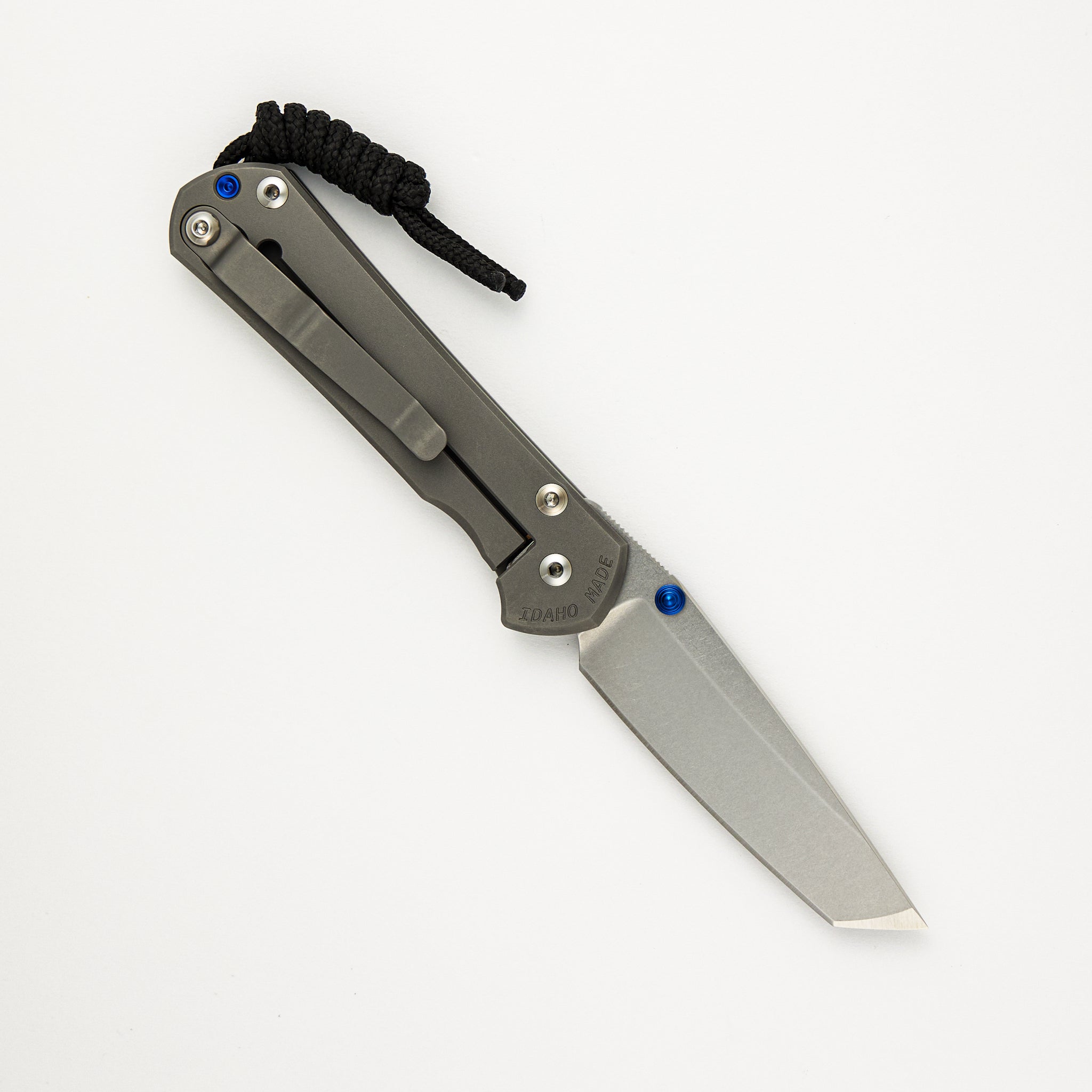 Small Sebenza 31 - Tanto CPM MagnaCut Blade - Glass Blasted - Blue Double Lugs