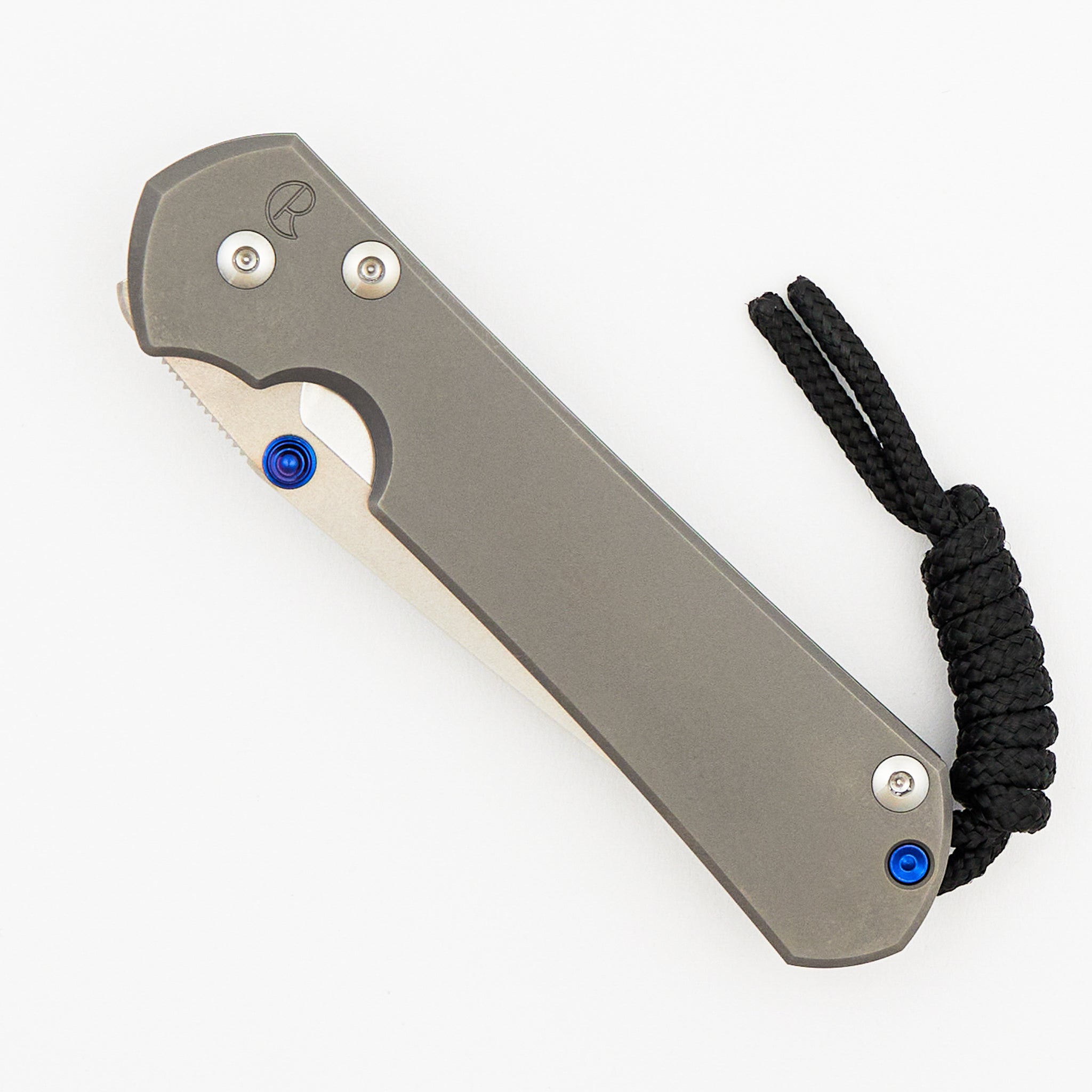 Small Sebenza 31 - Tanto CPM MagnaCut Blade - Glass Blasted - Blue Single Thumb Lug
