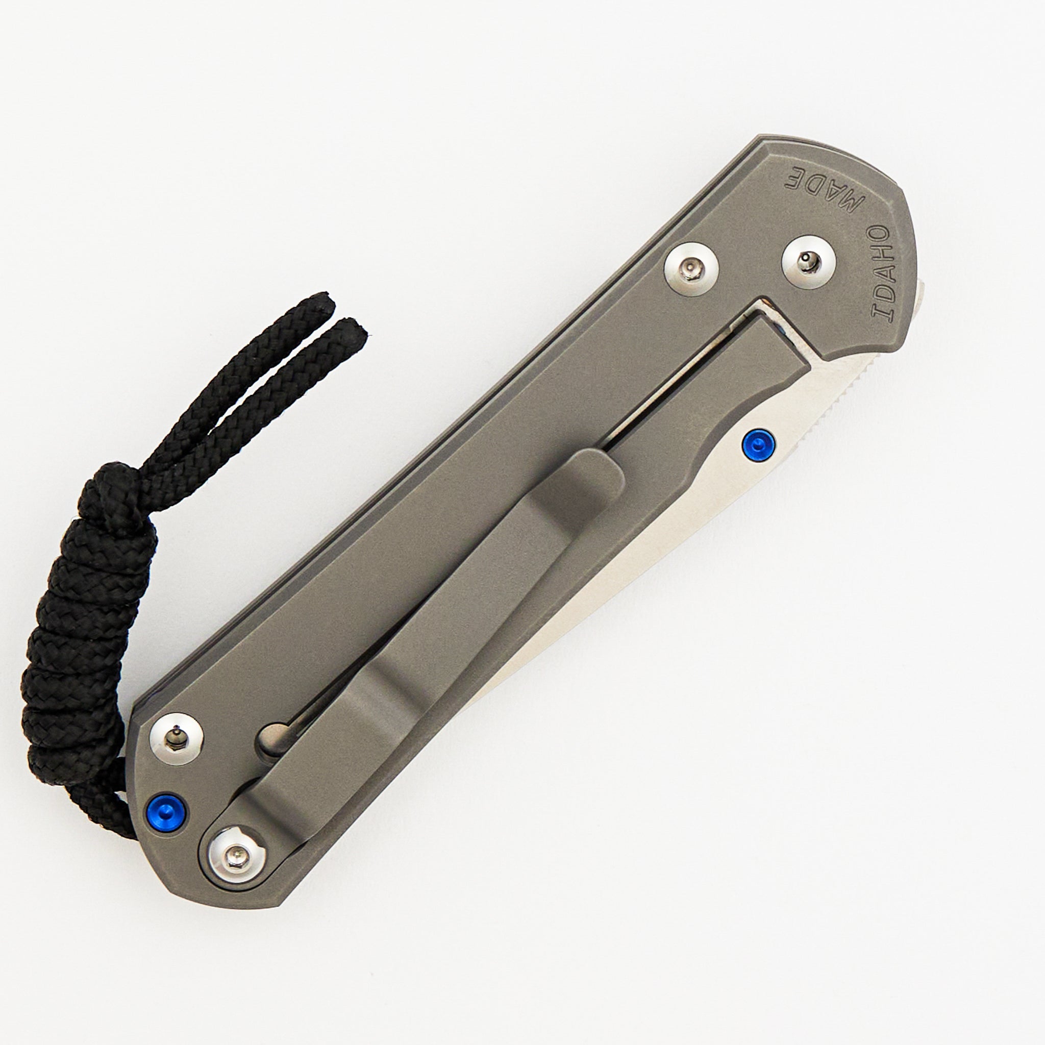Small Sebenza 31 - Tanto CPM MagnaCut Blade - Glass Blasted - Blue Single Thumb Lug