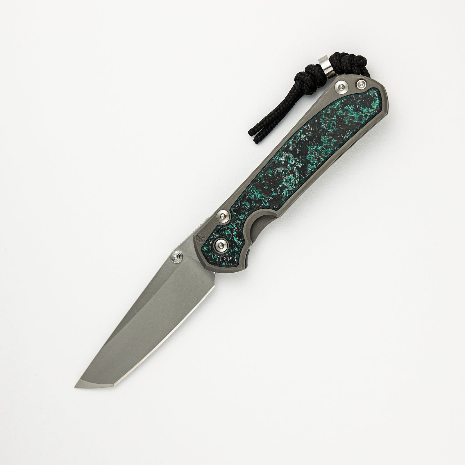 R1 Invitational - Chris Reeve Small Sebenza 31 - Teal Magnetic CarboTi Inlays - Tanto CPM MagnaCut Blade - Silver Double Thumb Lugs