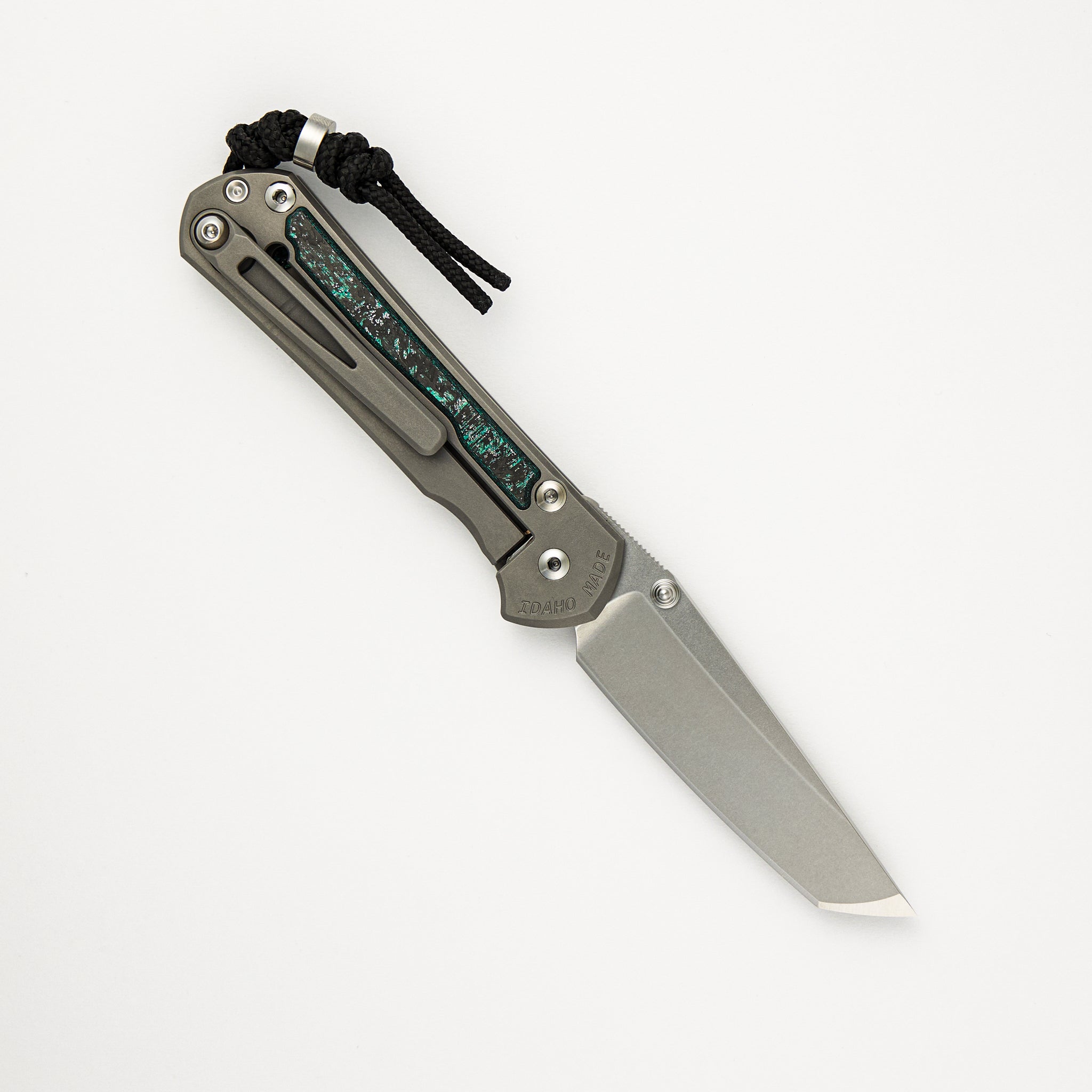 R1 Invitational - Chris Reeve Small Sebenza 31 - Teal Magnetic CarboTi Inlays - Tanto CPM MagnaCut Blade - Silver Double Thumb Lugs
