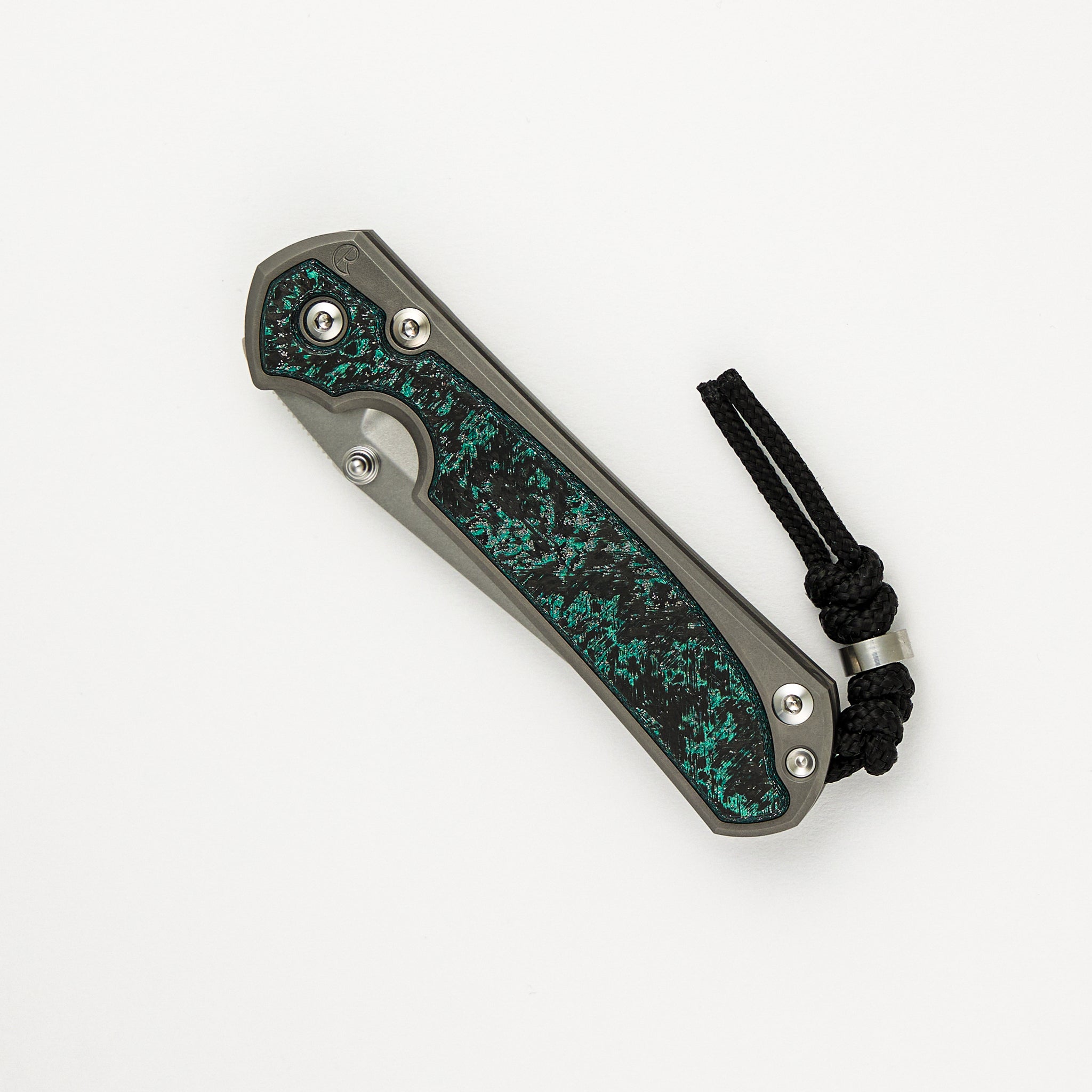 R1 Invitational - Chris Reeve Small Sebenza 31 - Teal Magnetic CarboTi Inlays - Tanto CPM MagnaCut Blade - Silver Double Thumb Lugs