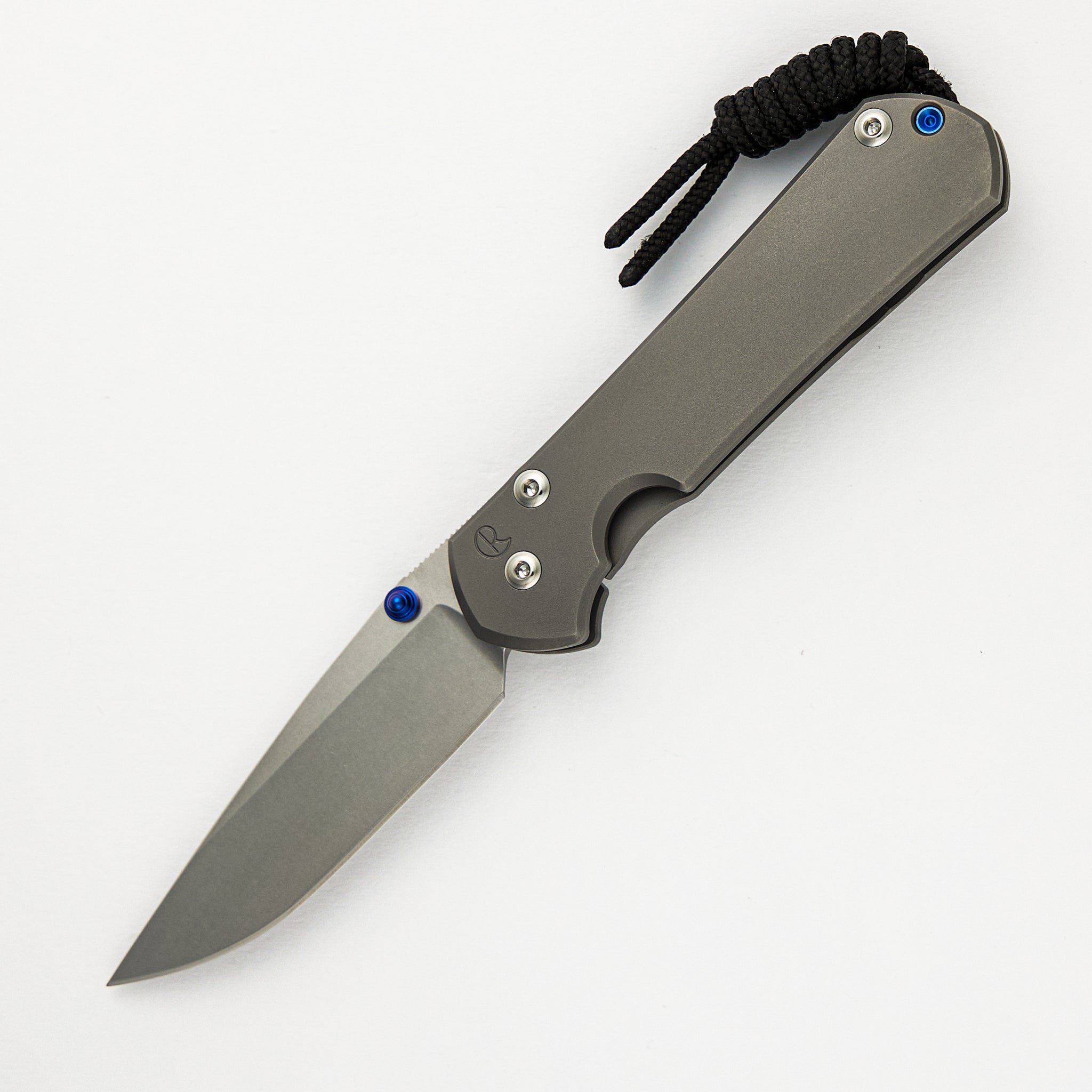 Chris Reeve Small Sebenza 31 - Drop Point CPM MagnaCut Blade - Glass Blasted - Blue Double Thumb Lugs