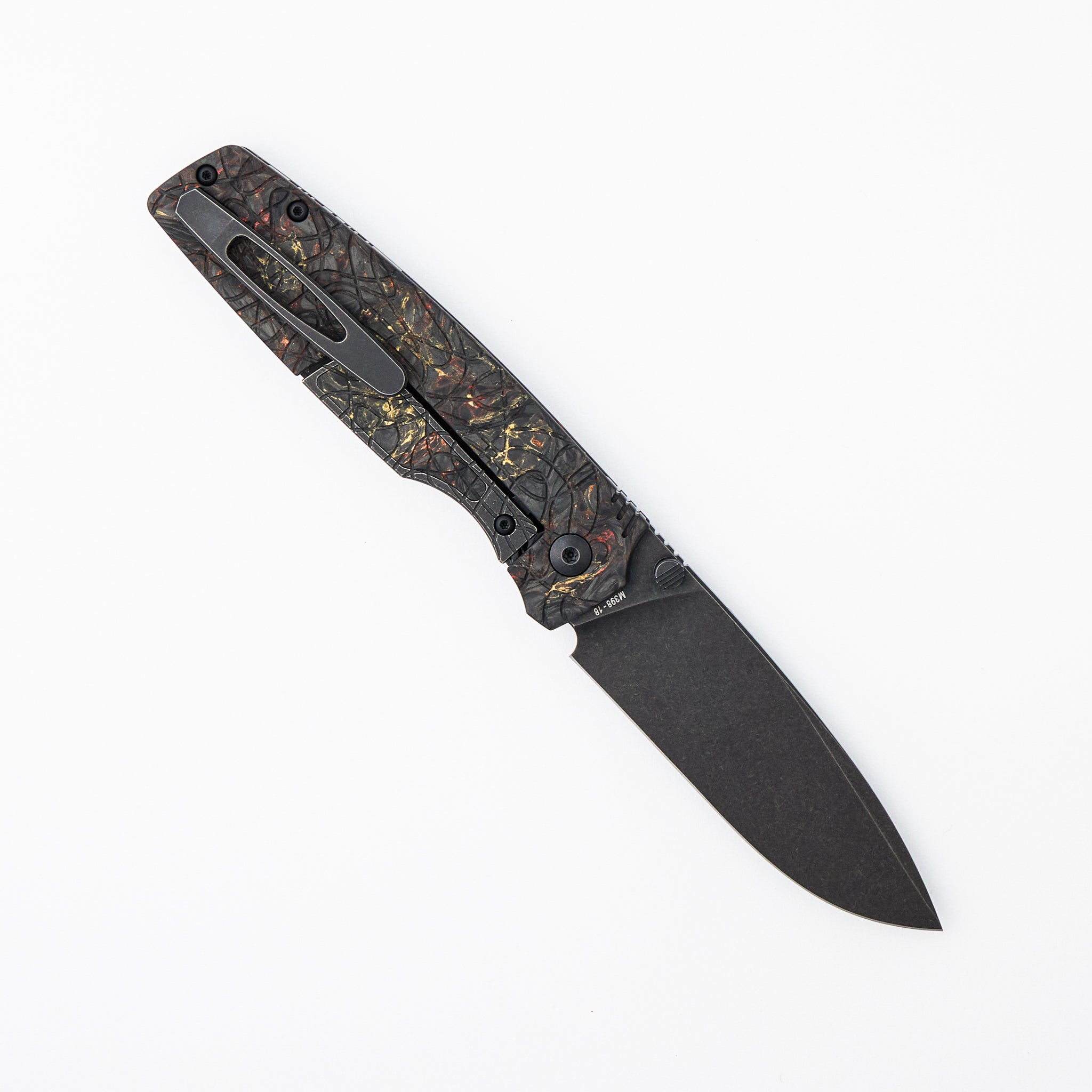Lex - M398 Blade - Red/Yellow Carbon Fiber Handle Handle (Mike Kulygin Design)