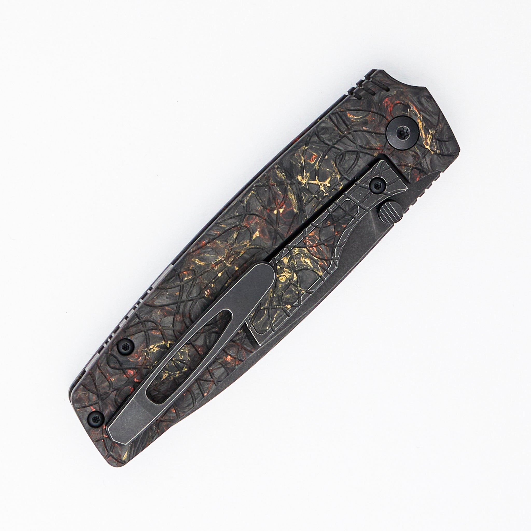 Lex - M398 Blade - Red/Yellow Carbon Fiber Handle Handle (Mike Kulygin Design)