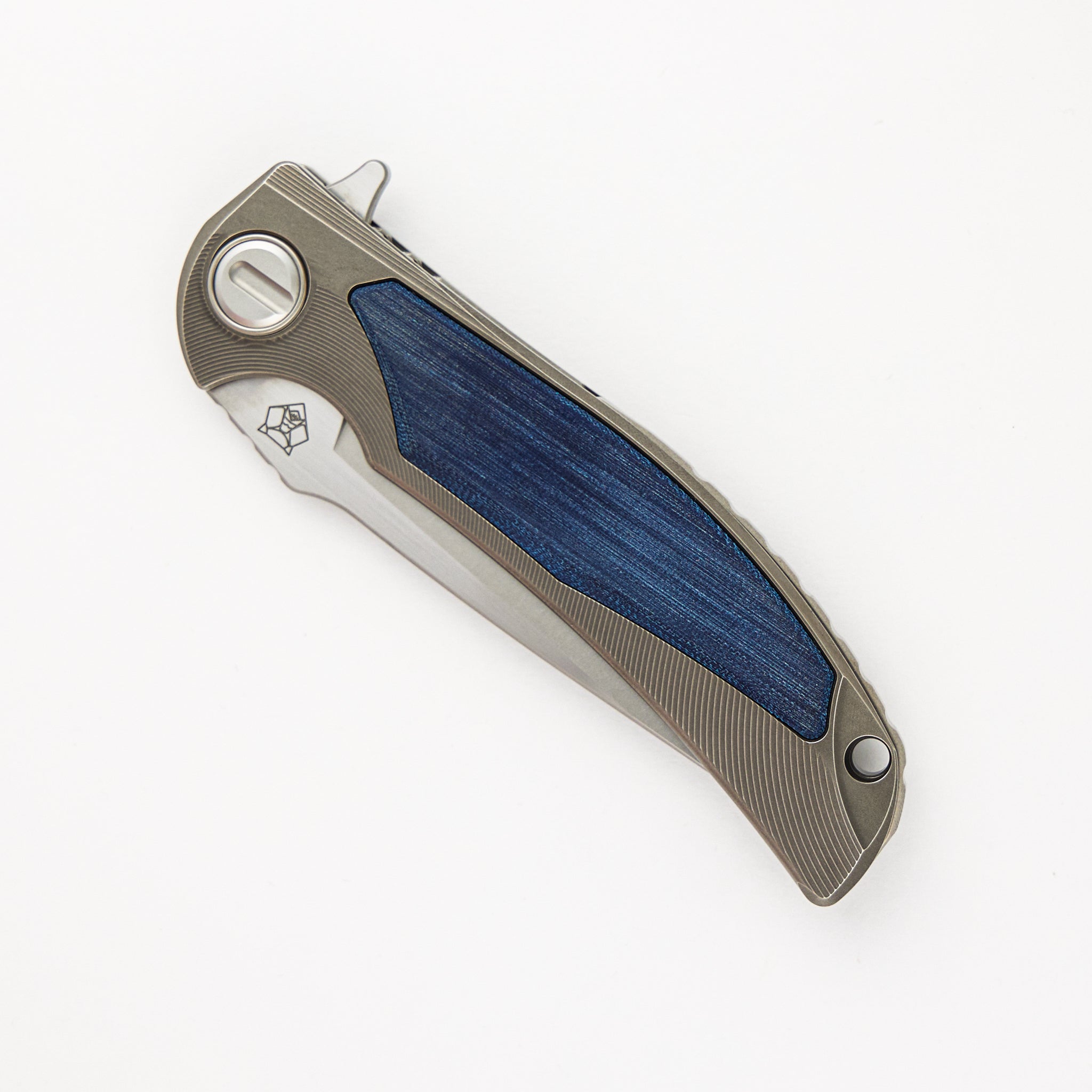 Shirogorov "Limited Edition" RJ Martin Design Denim Overkill - S90V Blade - Titanium Handle W/ Jeans Micarta Inlays - SRRBS