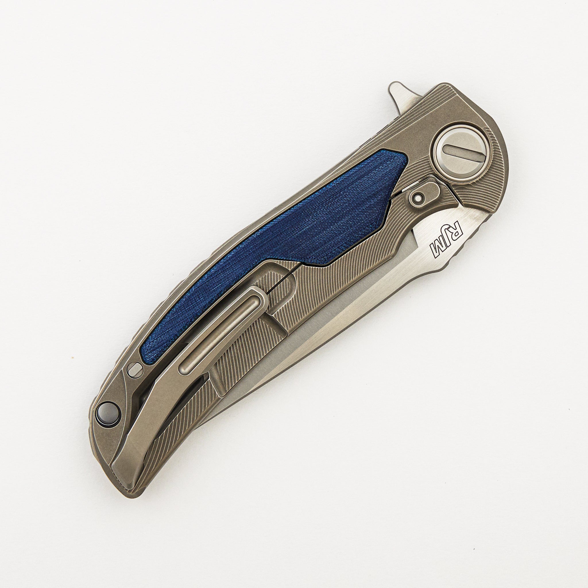 Denim Overkill - S90V Blade - Titanium Handle W/ Jeans Micarta Inlays - SRRBS (RJ Martin Design)