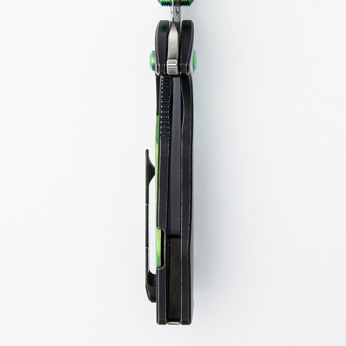 J-Cape V4 - CPM 20CV Blade - Black Titanium Handle - Silver/Green Celtic Titanium Inlays