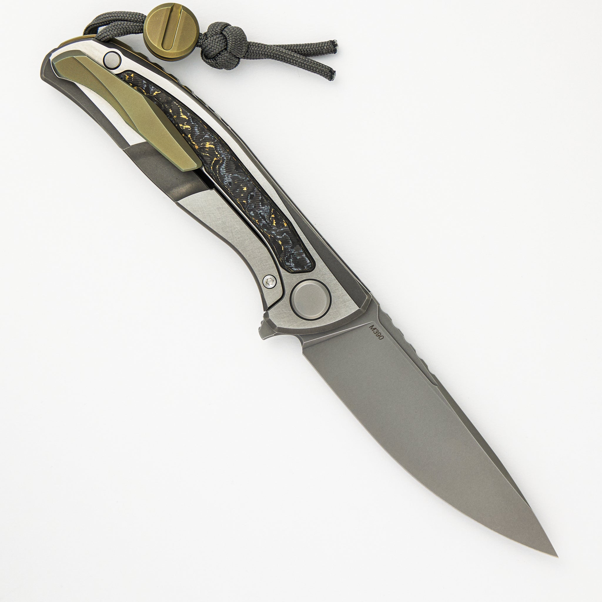 Shirogorov F95NL Gen. 5 - Blade Show Exclusive 2024 - M390 Blade - Titanium Handle - Golden Spark TechnoCarbo Inlays - MRBS