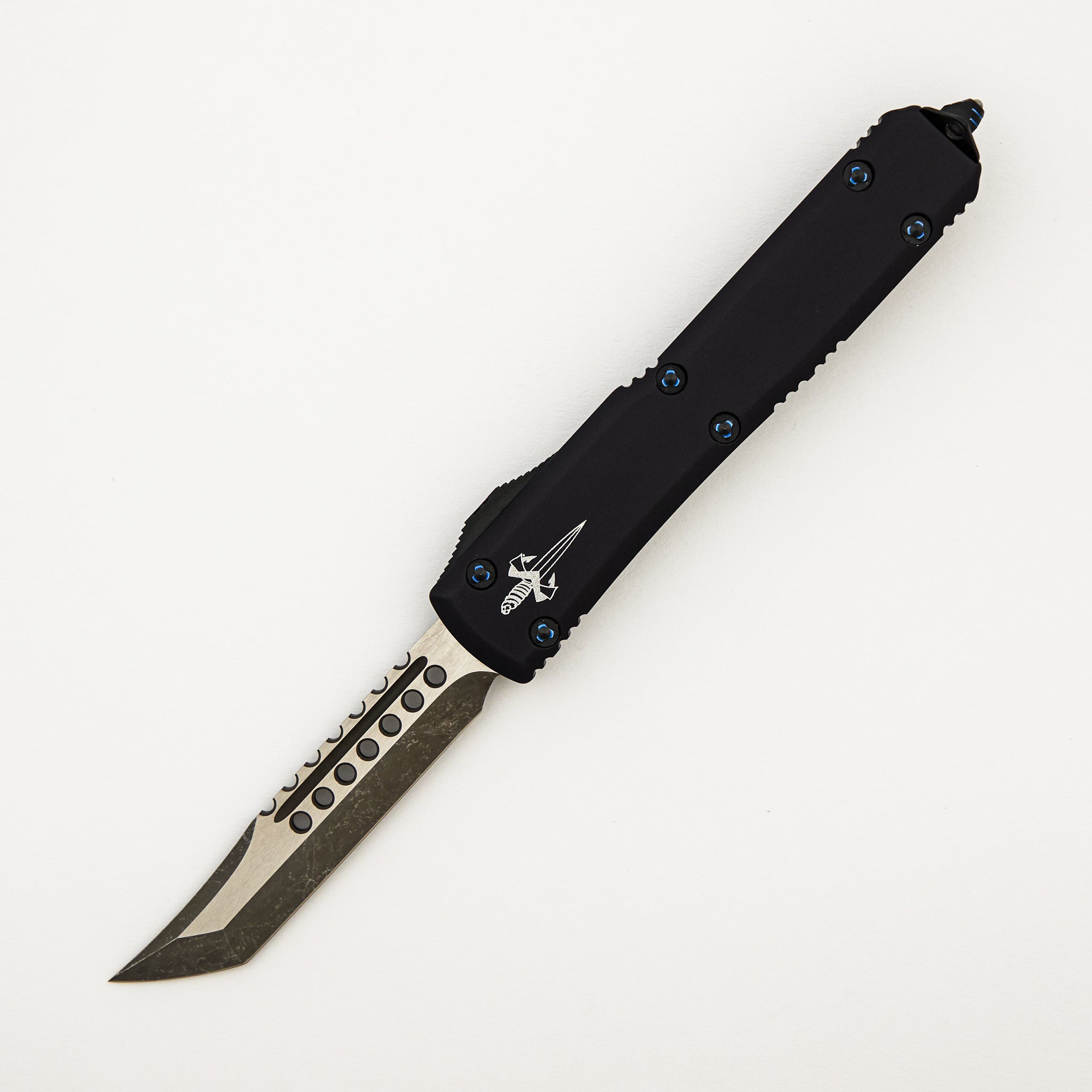 Marfione Custom Knives Ultratech - Hellhound Tanto Fallout Finish - Anodized Alloy W/ Ringed Blued HW S/N 010