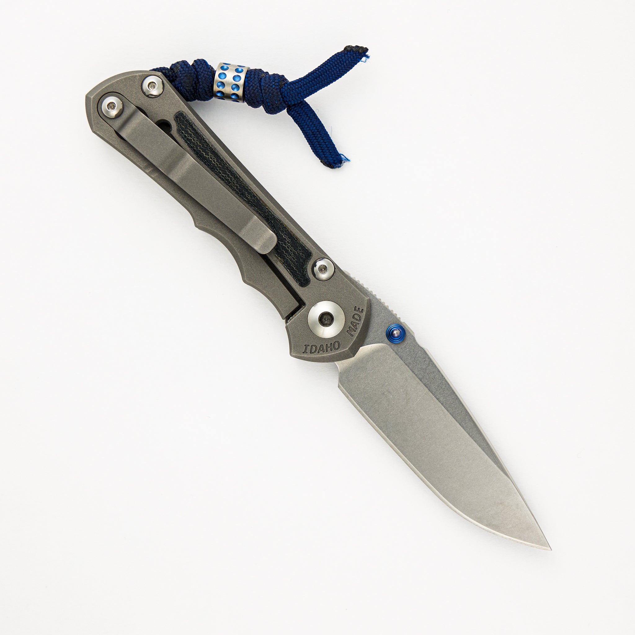 Chris Reeve Small Inkosi - Blue Denim Micarta Inlays - Glass Blasted - Drop Point CPM S45VN Blade