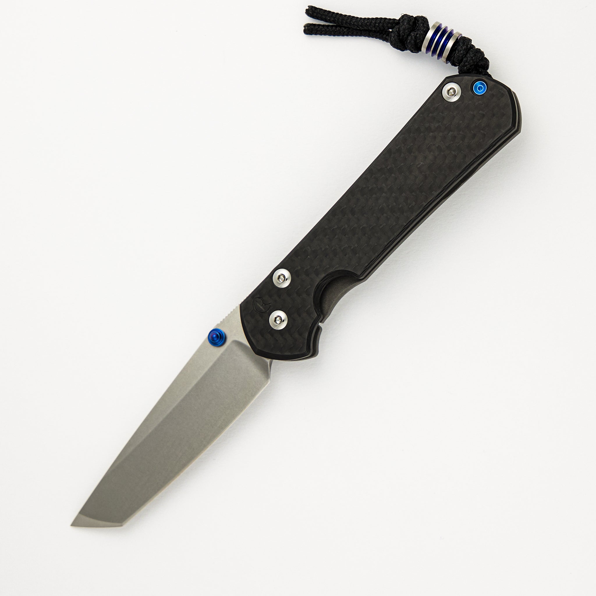 Small Sebenza 31 - Carbon Fiber Front - Tanto CPM MagnaCut Blade - Blue Single Lug