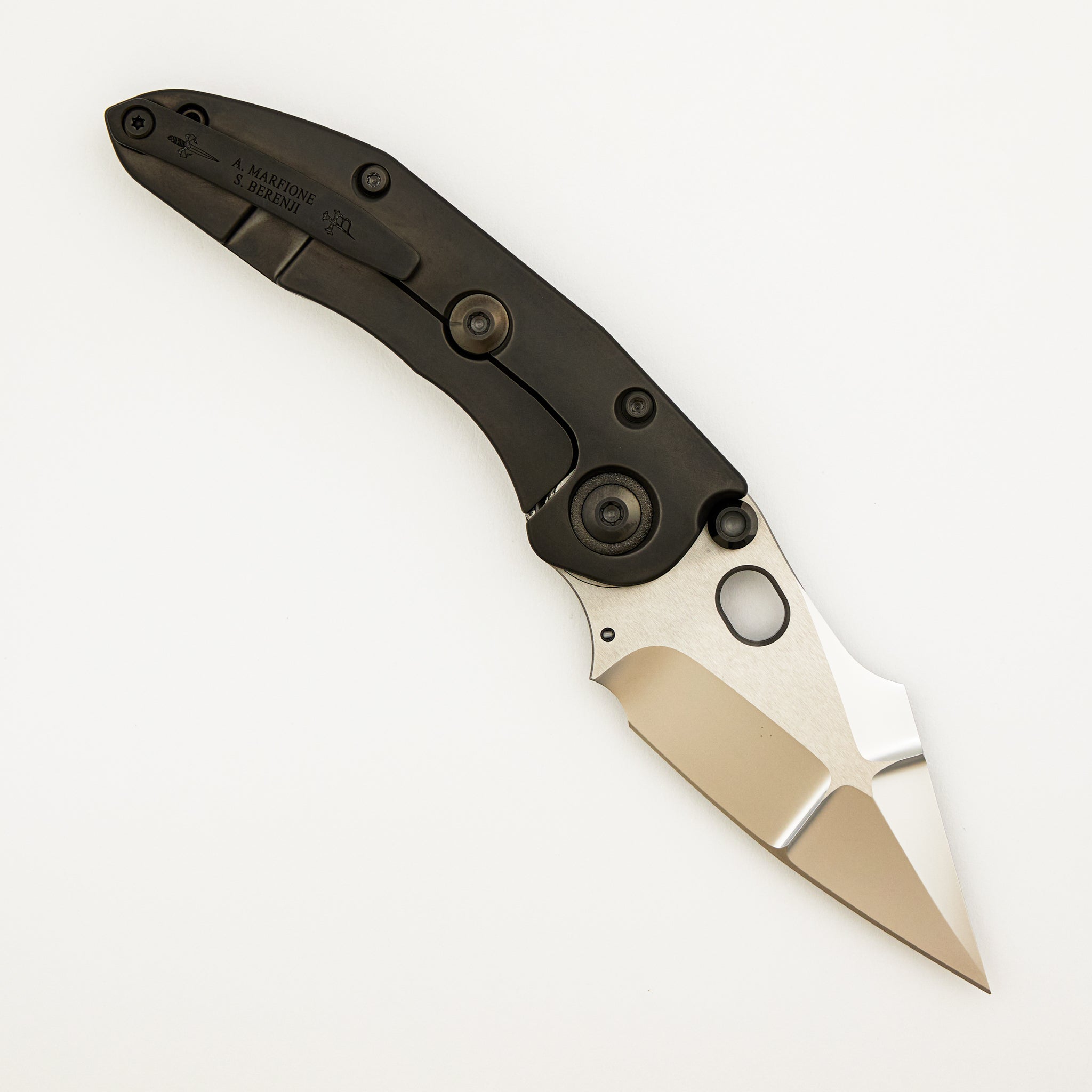 Marfione Custom Knives / Borka Blades Collabroation Stitch Darkstar - Liquid Metal - Tritium Insert
