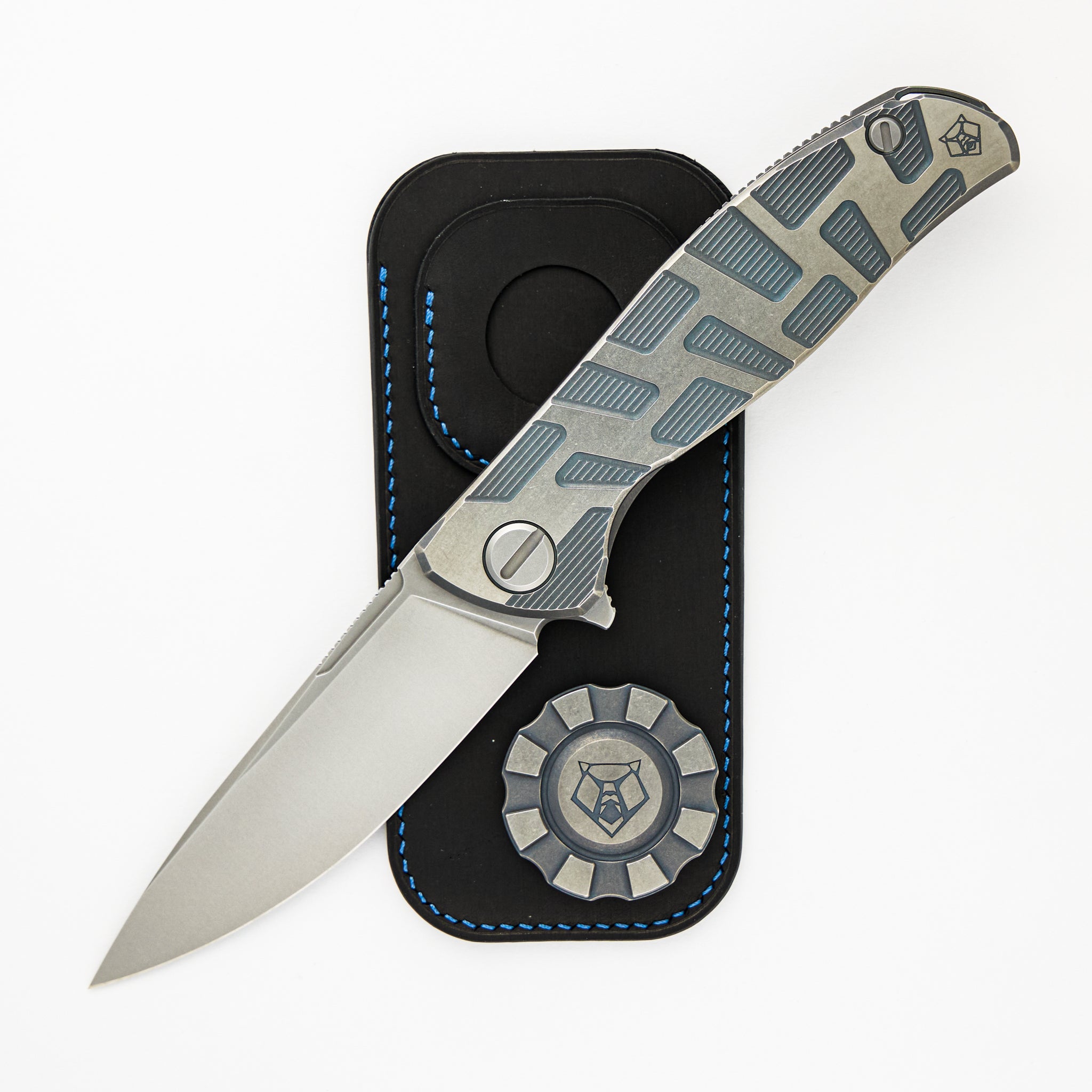 Shirogorov F95 T Pattern CCKS Spring Edition 2023 Set - Titanium Handle - S90V Blade - MRBS - Cova Pouch - Titanium HiTex Poker Chip