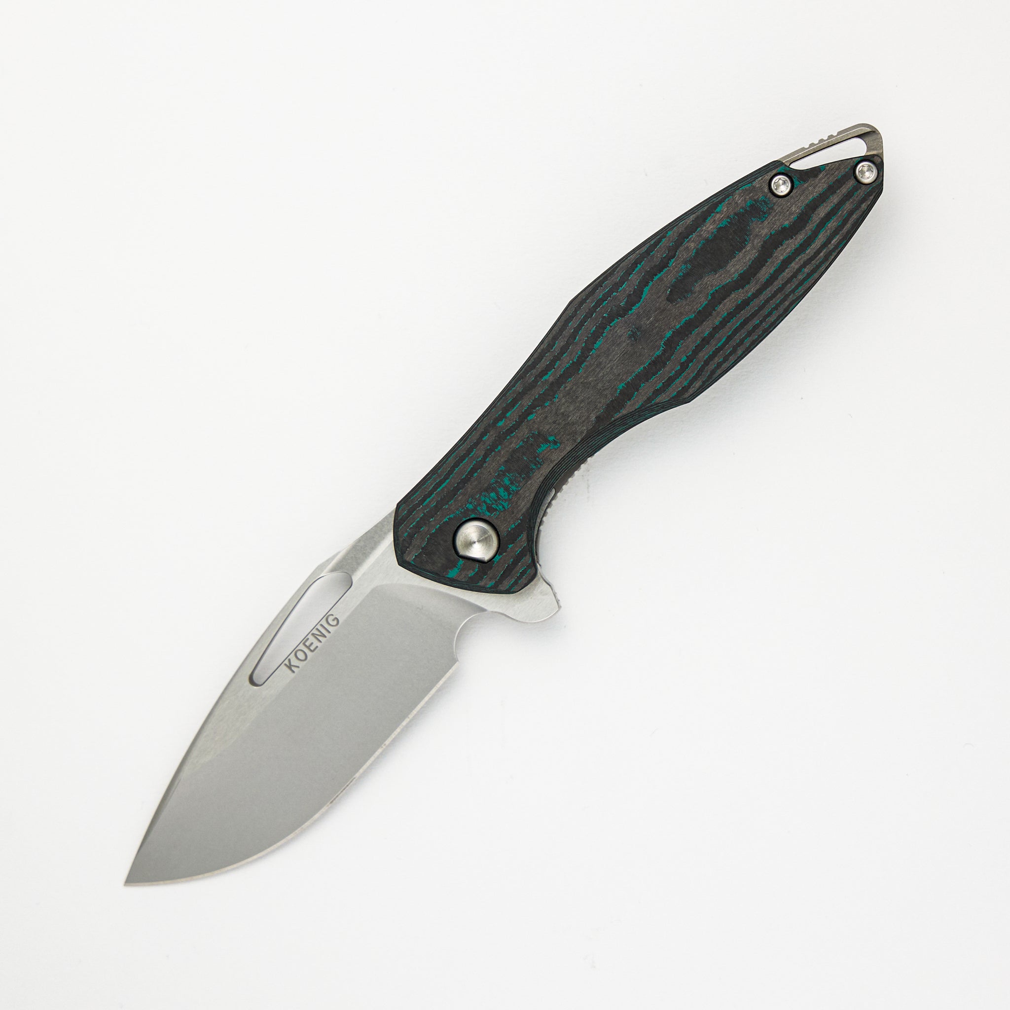 Mini Arius - Smooth Teal Camo Carbon Handle - M390 Blade