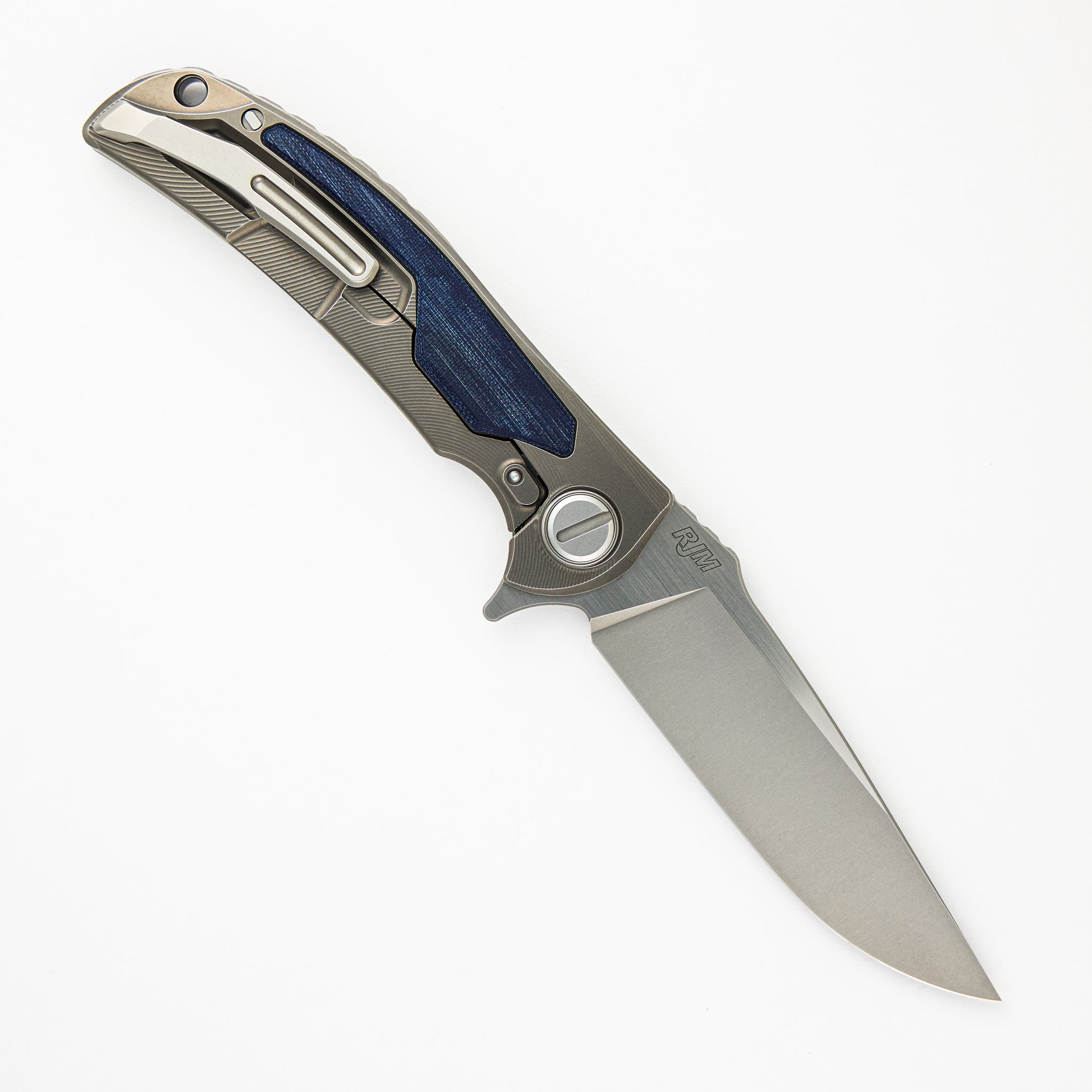 SHIROGOROV “LIMITED EDITION” RJ MARTIN DESIGN DENIM OVERKILL – S90V BLADE – TITANIUM HANDLE W/ JEANS MICARTA INLAYS – SRRBS