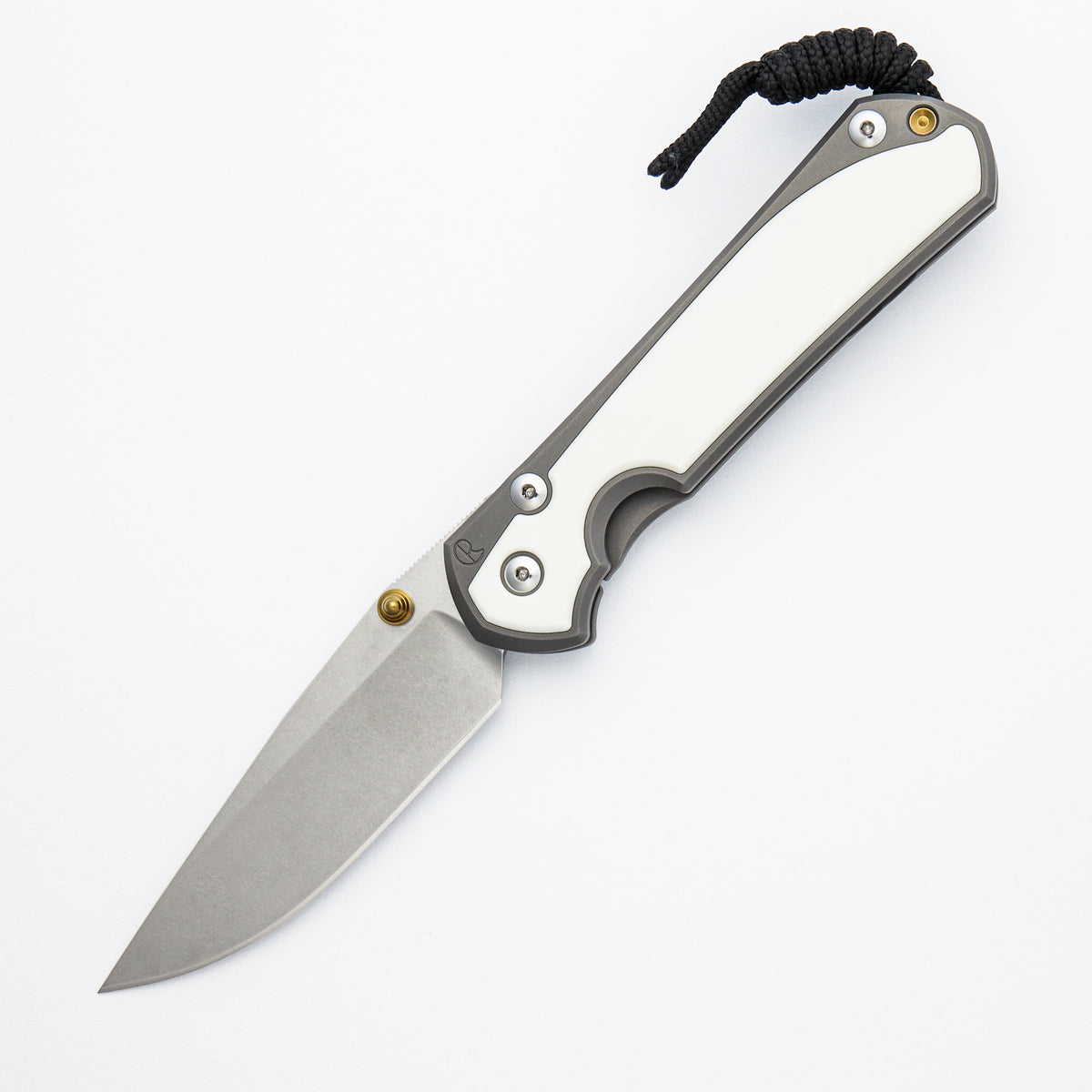 Large Sebenza 31 - Elforyn Inlay - Drop Point CPM MagnaCut Blade - Glass Blasted - Gold Single Thumb Lug