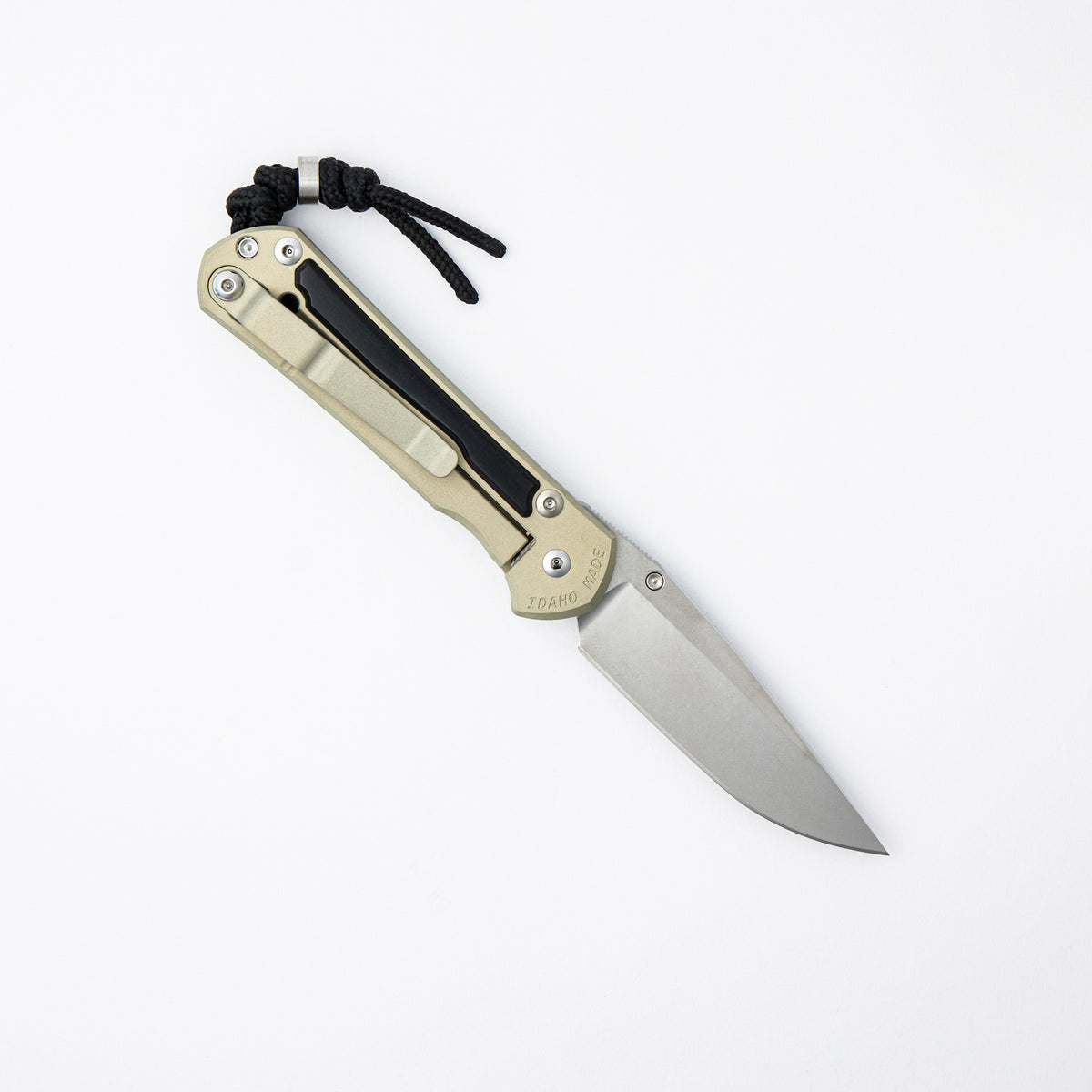 Small Sebenza 31 - Black Diamond Richlite Inlay - Champagne Cerakote - Drop Point CPM MagnaCut Blade - Silver Single Thumb Lug