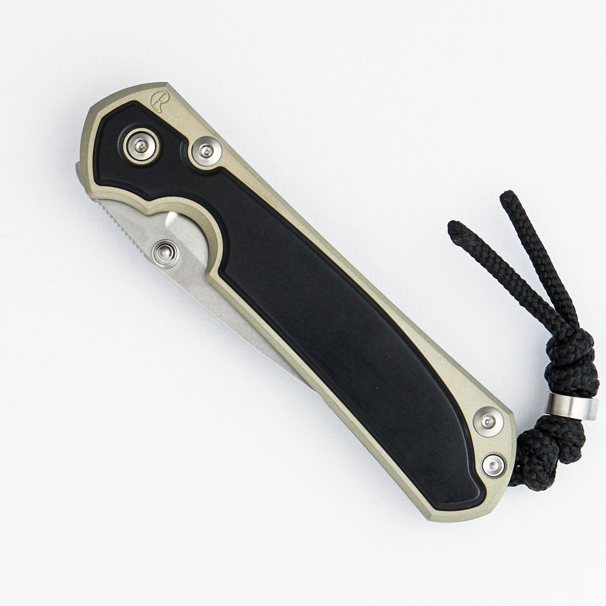 Small Sebenza 31 - Black Diamond Richlite Inlay - Champagne Cerakote - Drop Point CPM MagnaCut Blade - Silver Single Thumb Lug