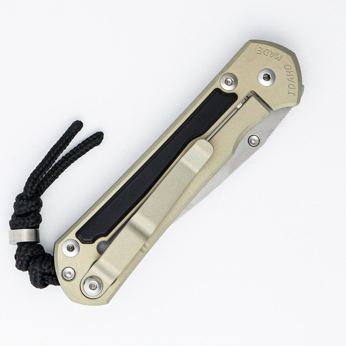 Small Sebenza 31 - Black Diamond Richlite Inlay - Champagne Cerakote - Drop Point CPM MagnaCut Blade - Silver Single Thumb Lug