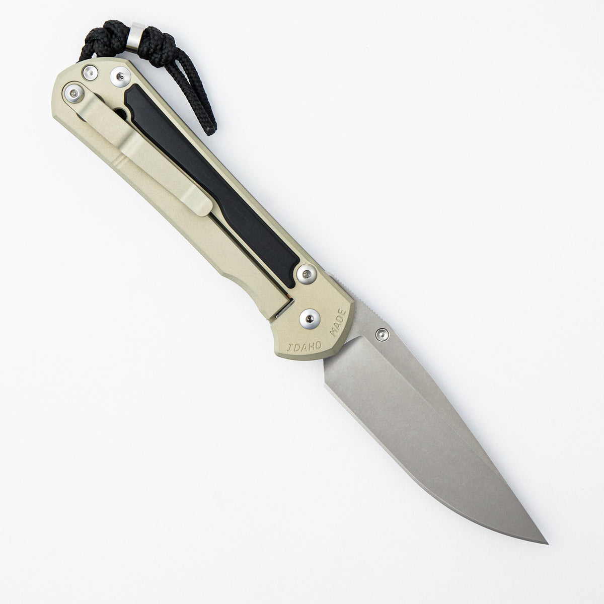 Large Sebenza 31 - Black Diamond Richlite Inlay - Champagne Cerakote - Drop Point CPM MagnaCut Blade - Silver Single Thumb Lug