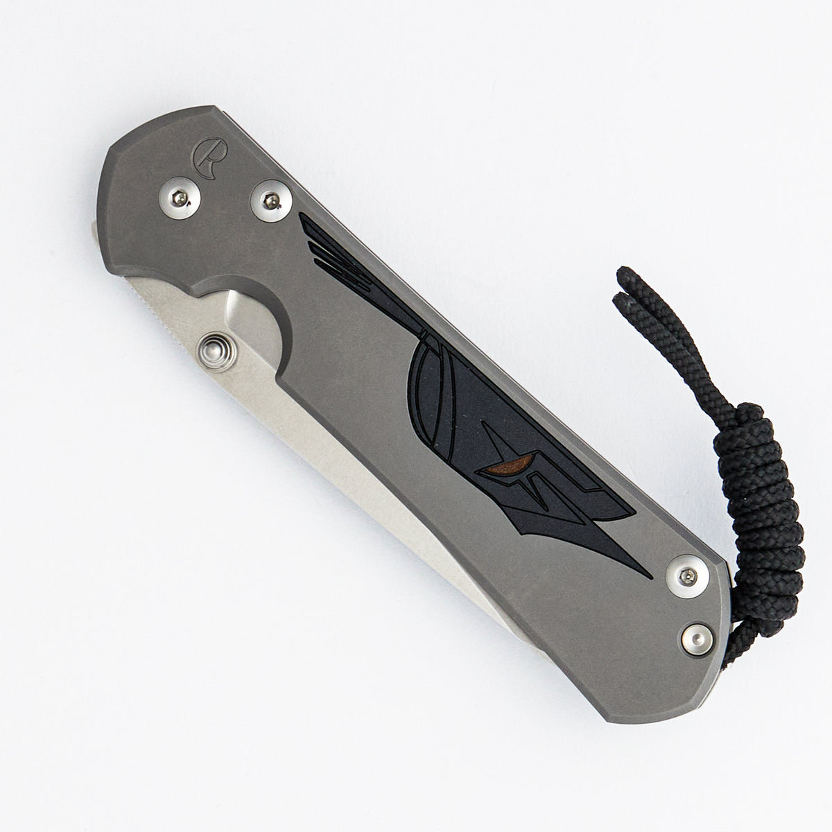 Large Sebenza 31 - Spartan Helmet - Insingo CPM MagnaCut Blade - Silver Single Thumb Lug