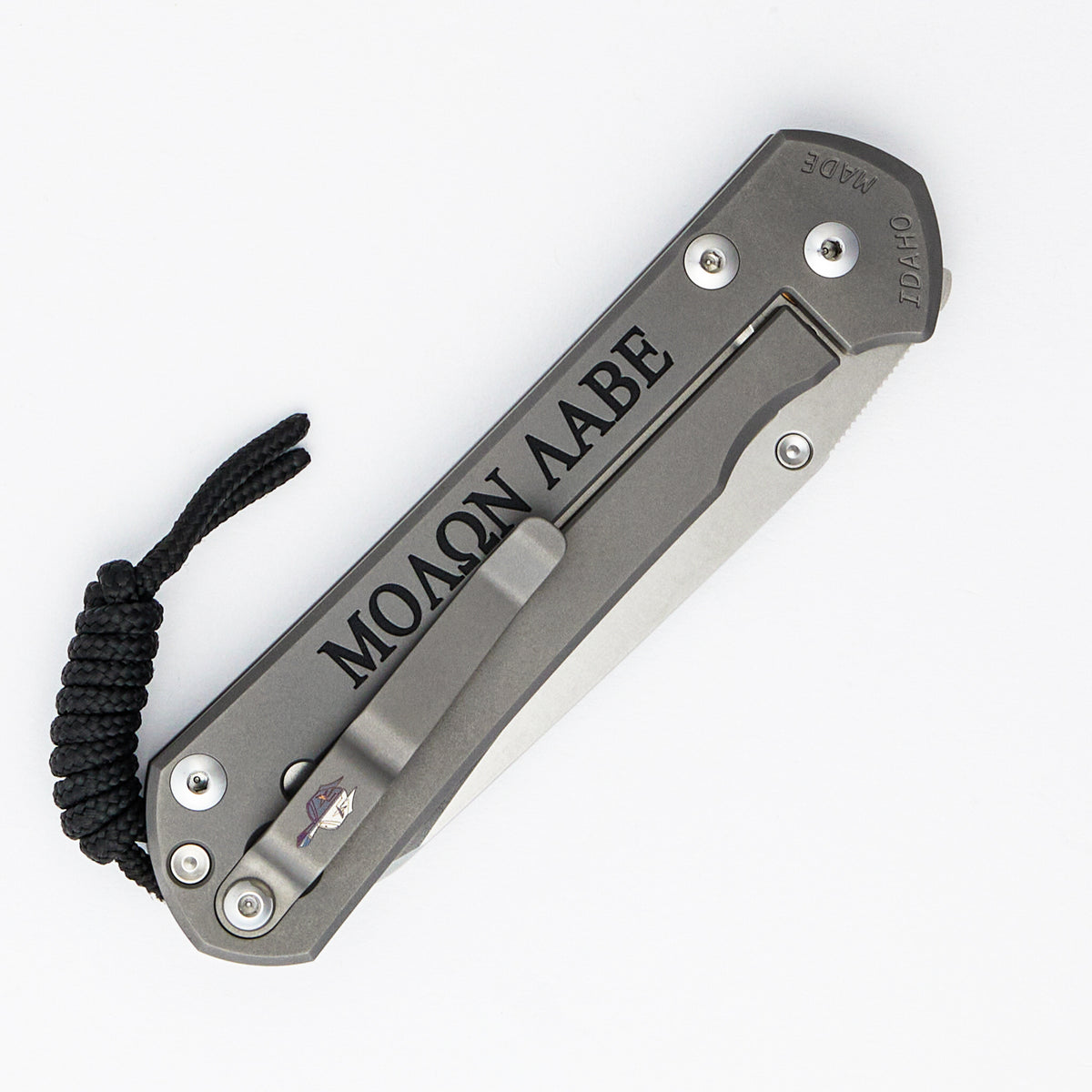 Large Sebenza 31 - Spartan Helmet - Insingo CPM MagnaCut Blade - Silver Single Thumb Lug