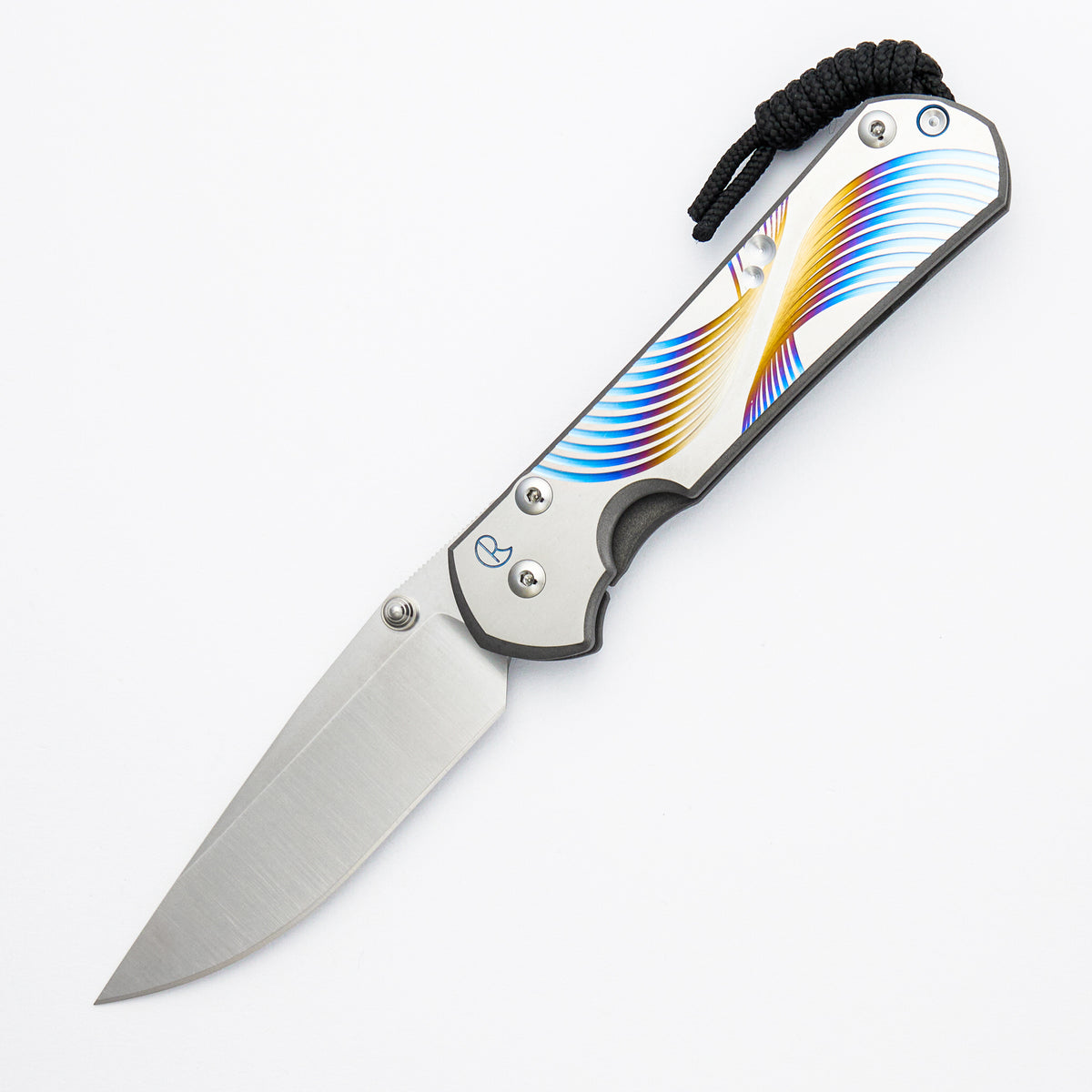 Large Sebenza 31 Unique Graphic - Polished Drop Point CPM MagnaCut Blade - Silver Single Thumb Lug