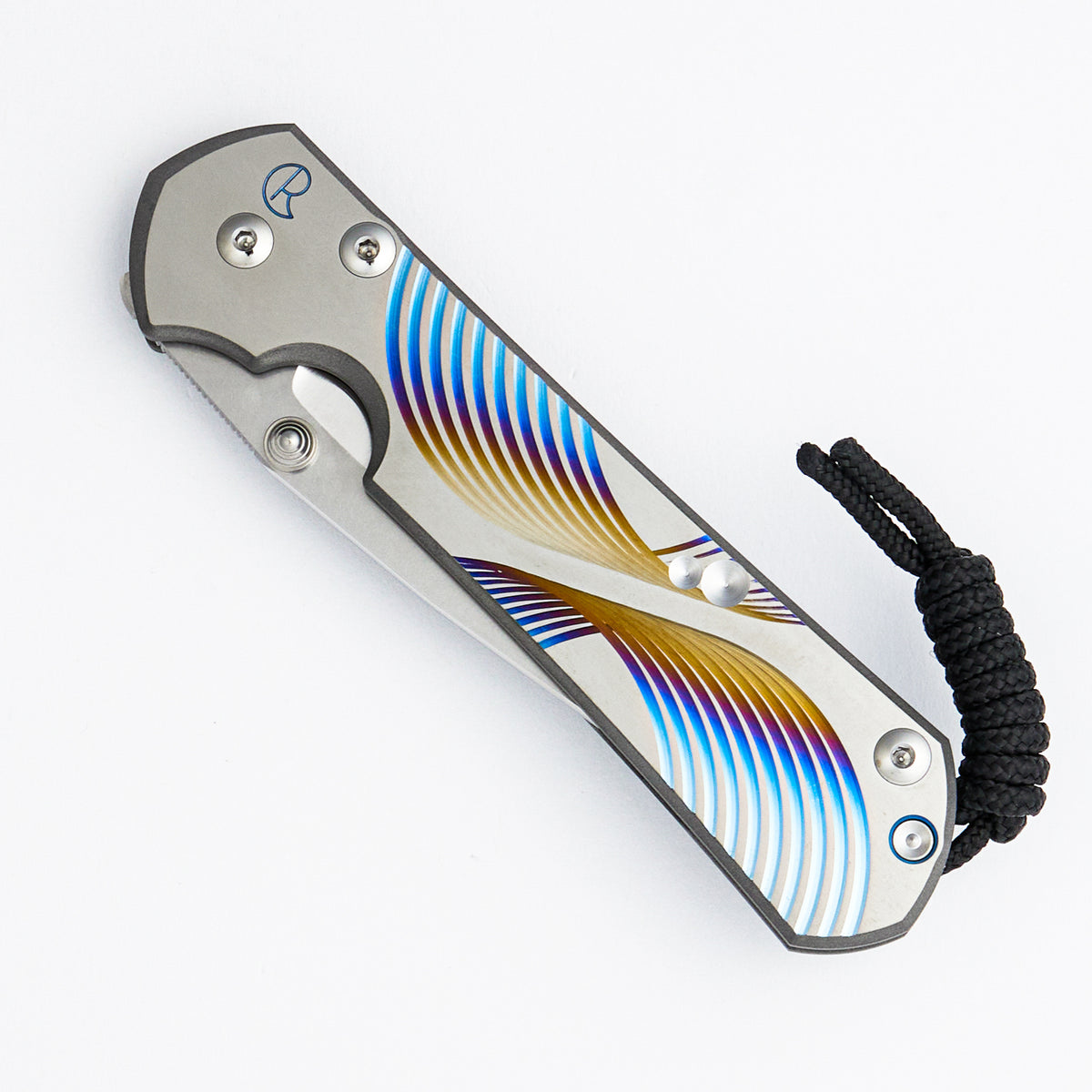 Large Sebenza 31 Unique Graphic - Polished Drop Point CPM MagnaCut Blade - Silver Single Thumb Lug